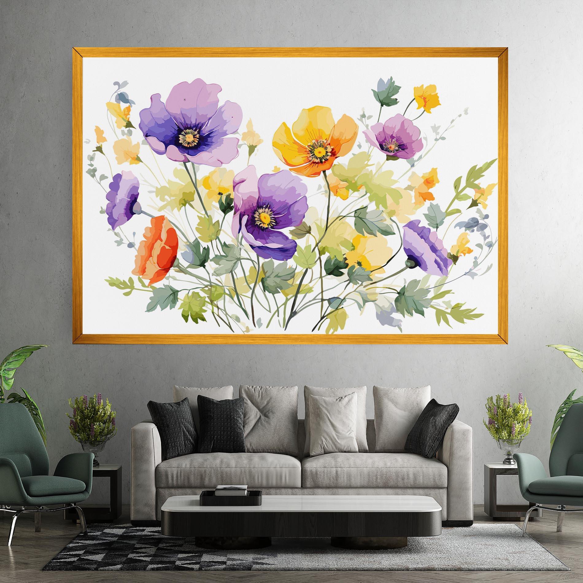 Leinwandbild Purple Orange Poppy mockup 7