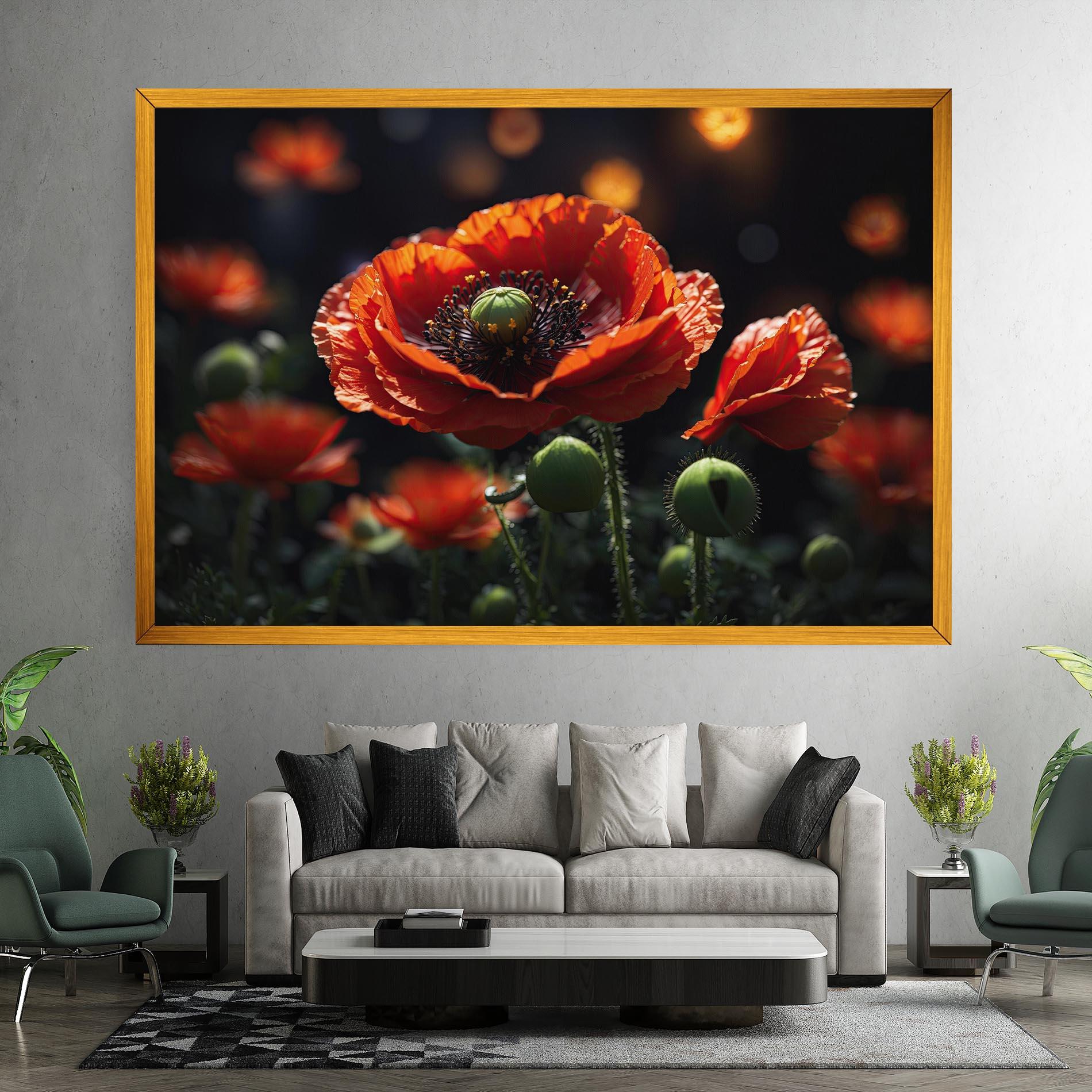 Leinwandbild Red Poppy Close Up mockup 7