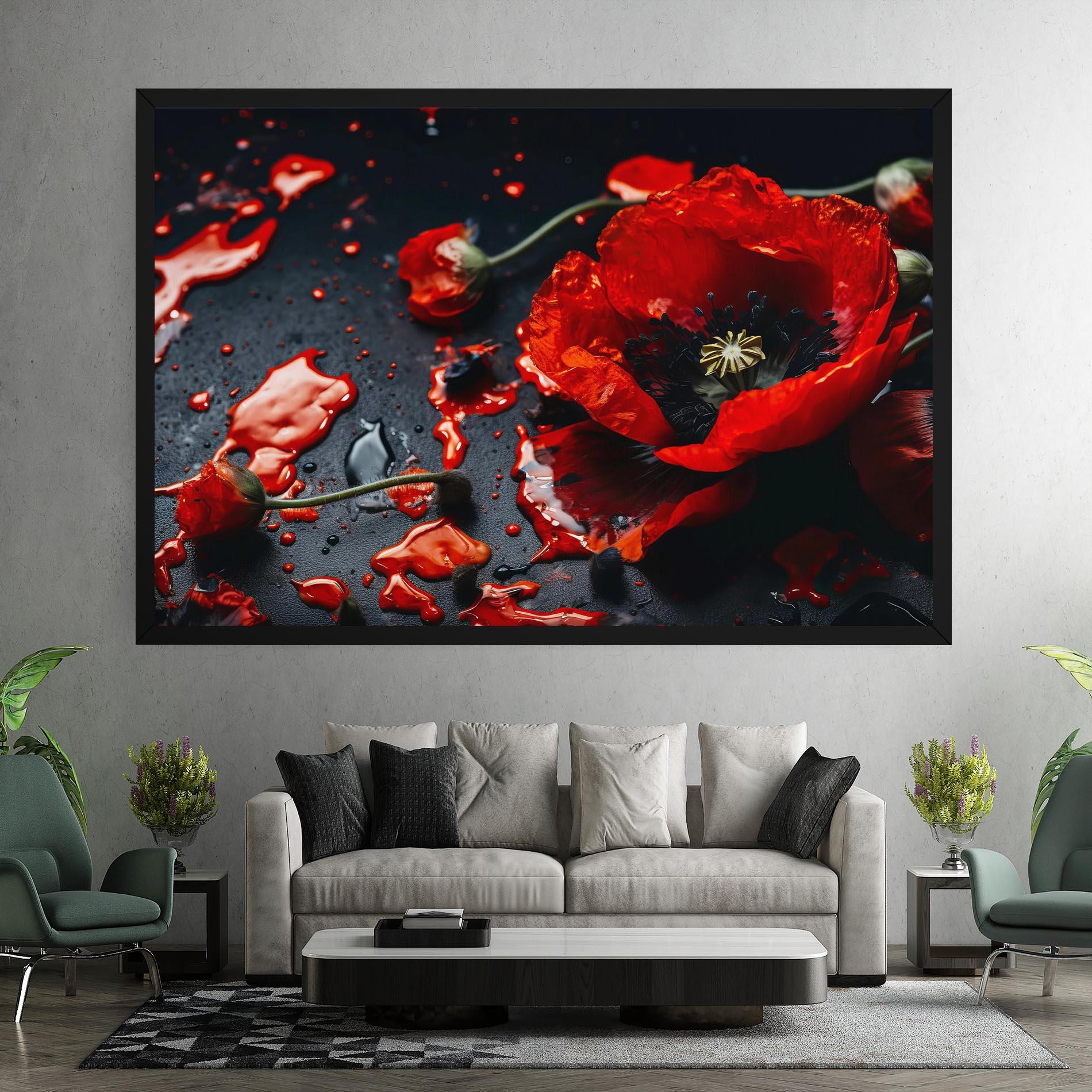 Leinwandbild Beautiful Red Poppy Liquid mockup 7