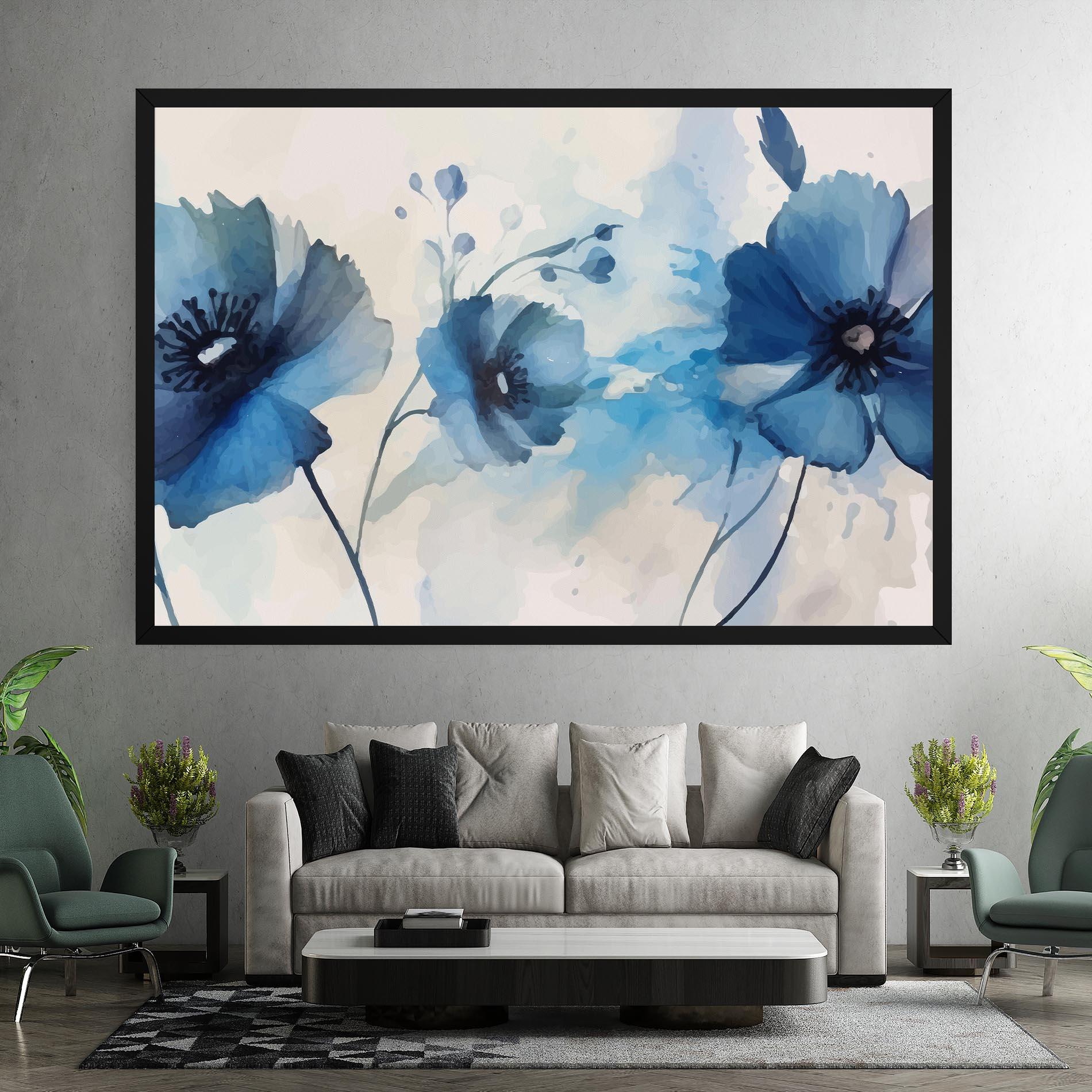 Leinwandbild Blue Poppies mockup 7