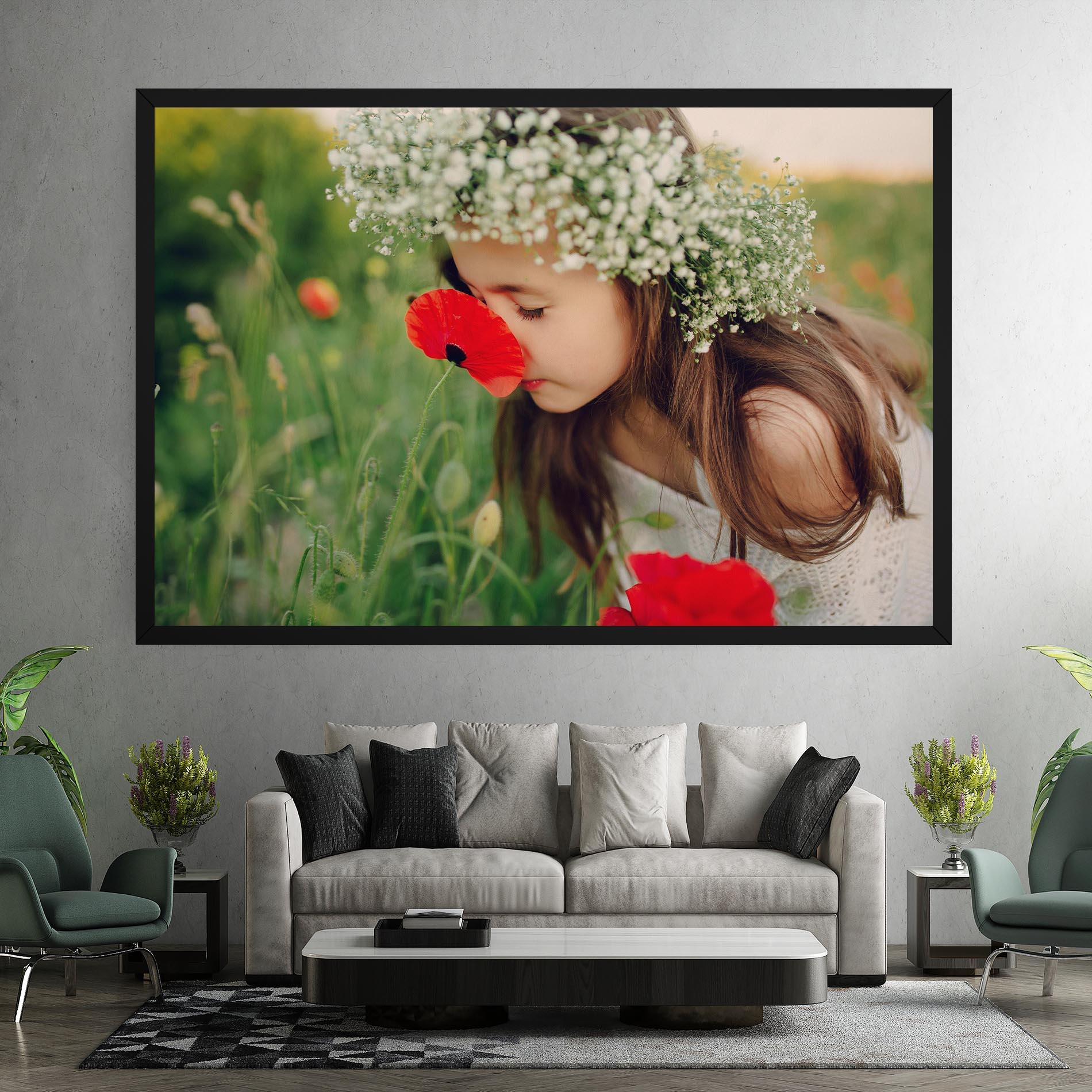Leinwandbild Girl With Poppies mockup 7