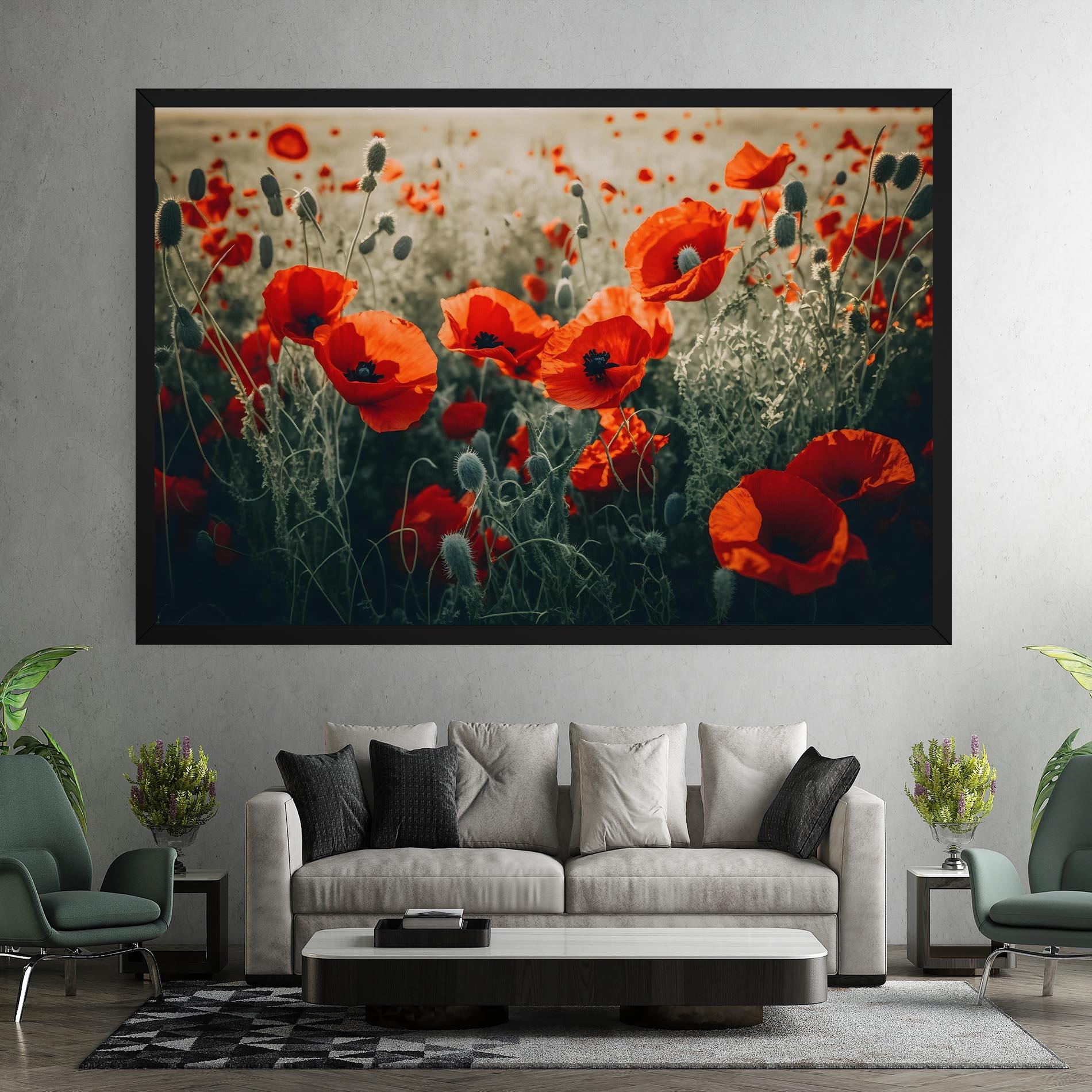 Leinwandbild Poppy Grass Field mockup 7