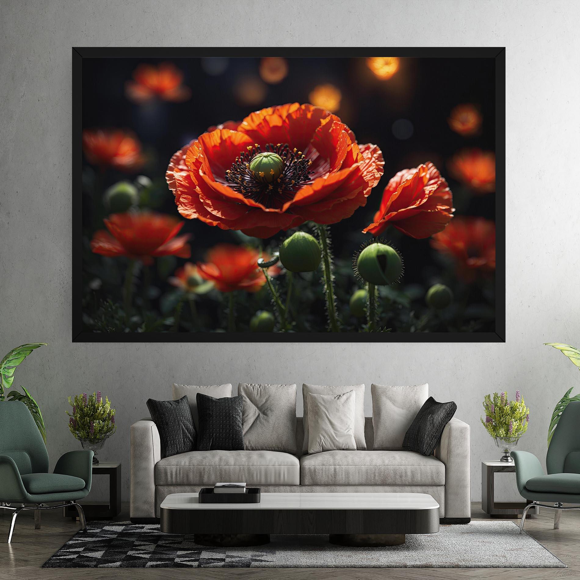 Leinwandbild Red Poppy Close Up mockup 7