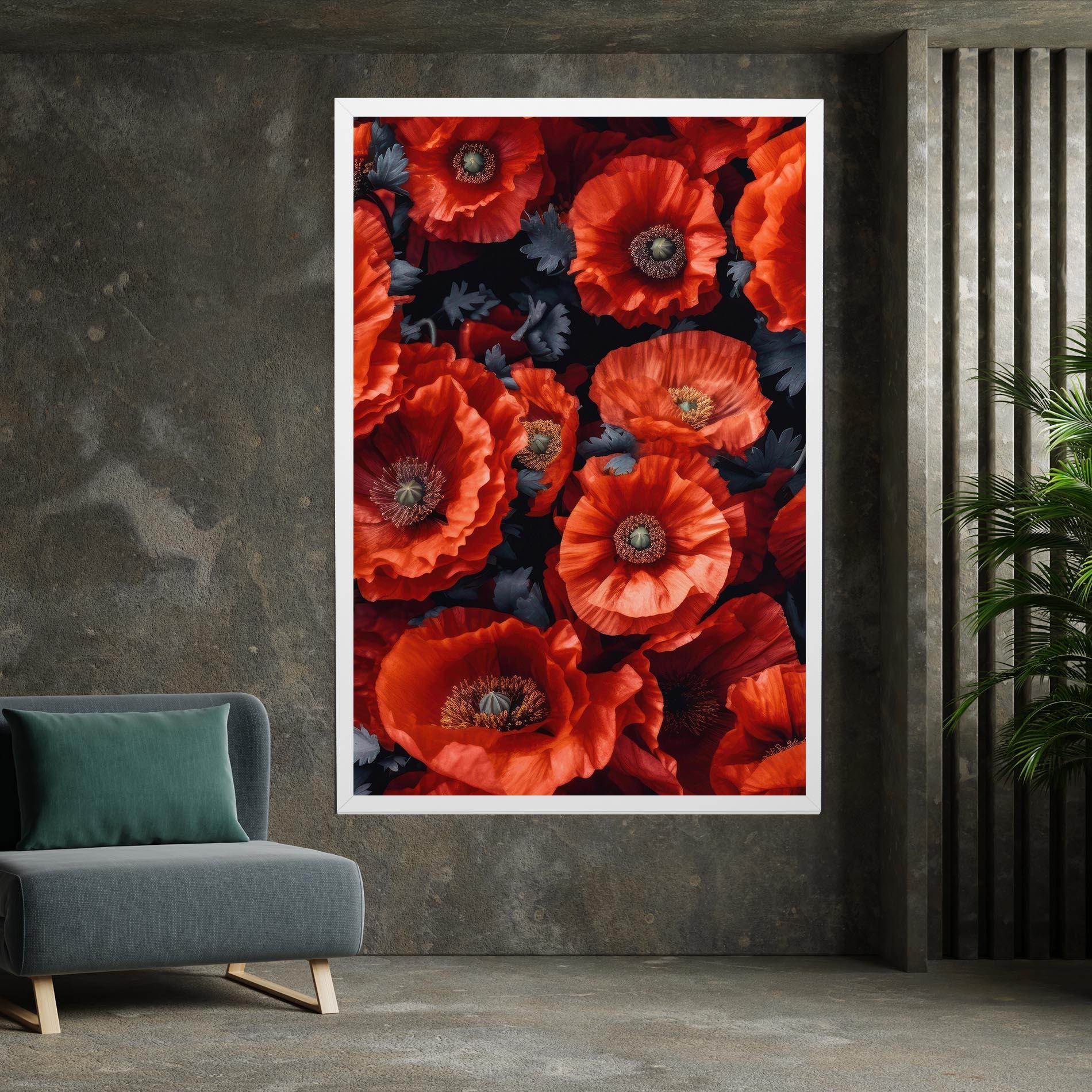 Leinwandbild Black Red Poppies mockup 7
