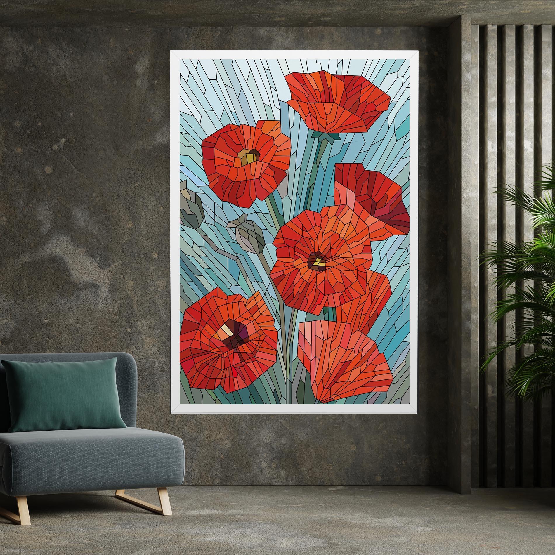 Leinwandbild Blue Glass Poppy mockup 7