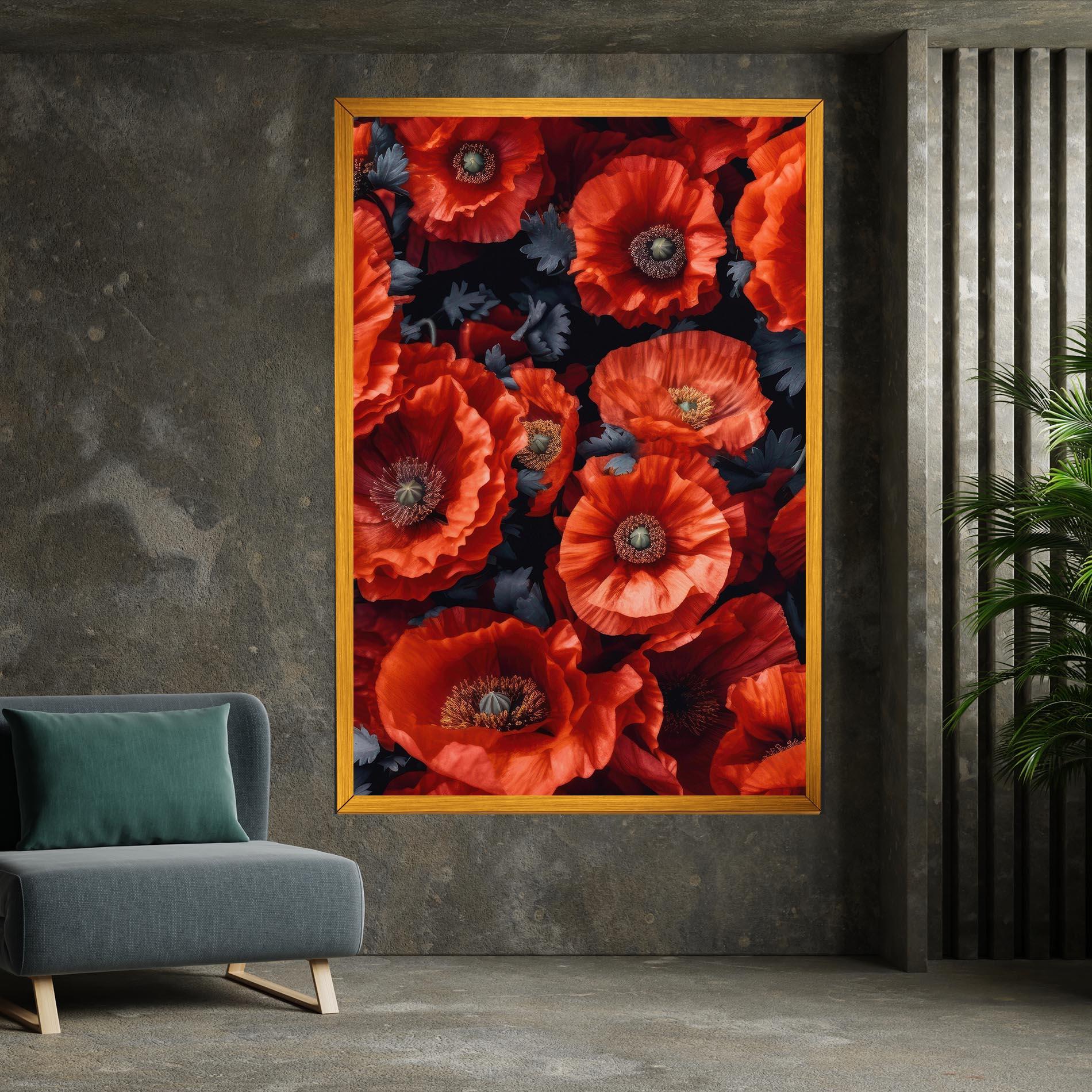 Leinwandbild Black Red Poppies mockup 7