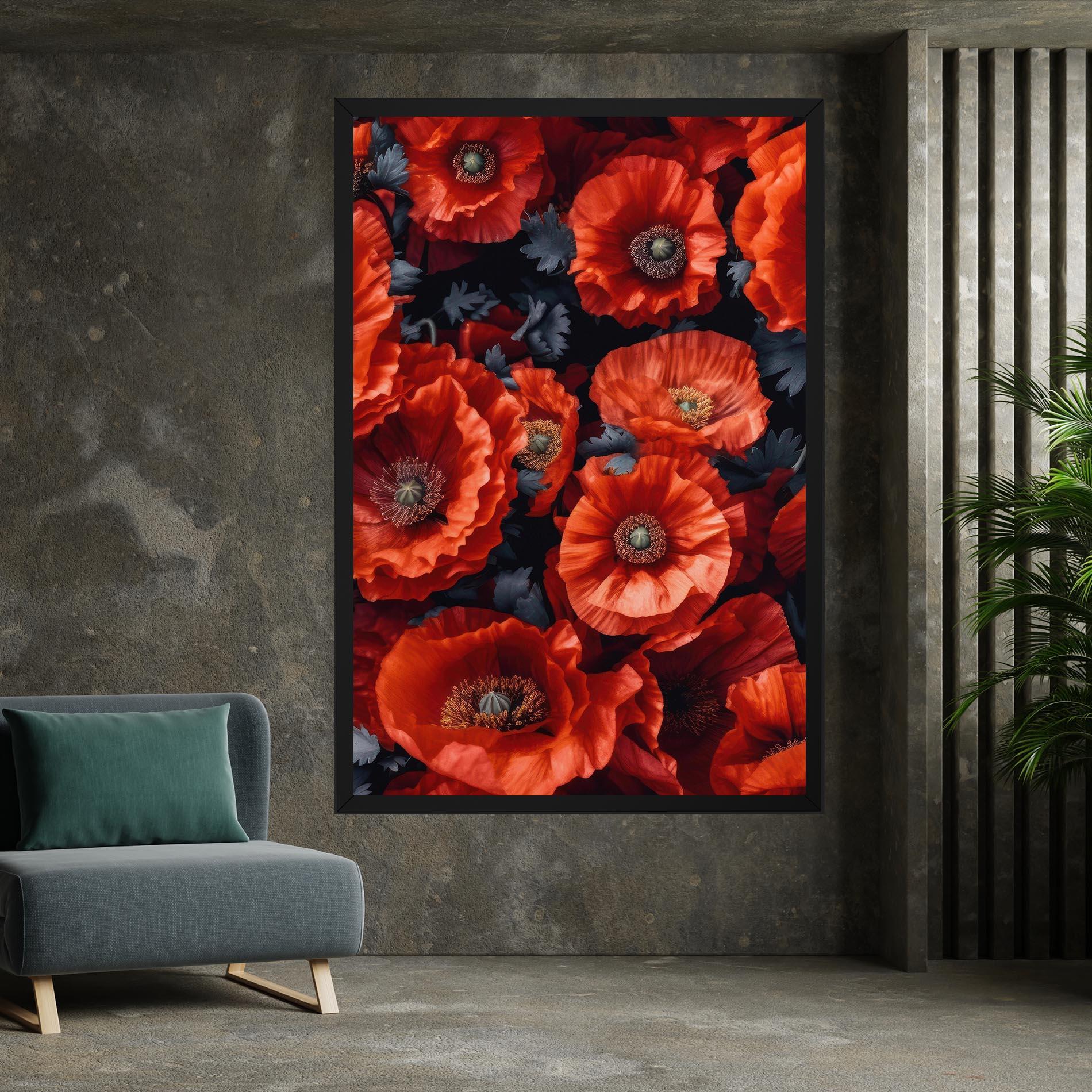Leinwandbild Black Red Poppies mockup 7