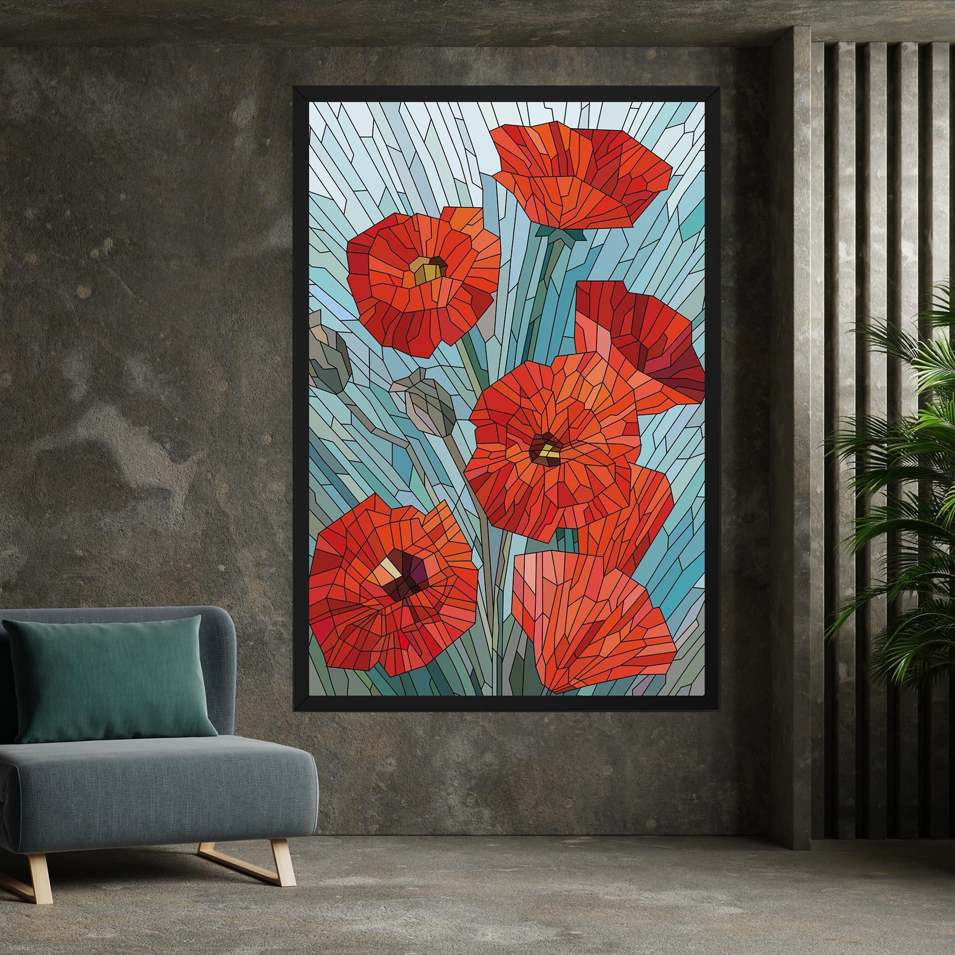 Leinwandbild Blue Glass Poppy mockup 7