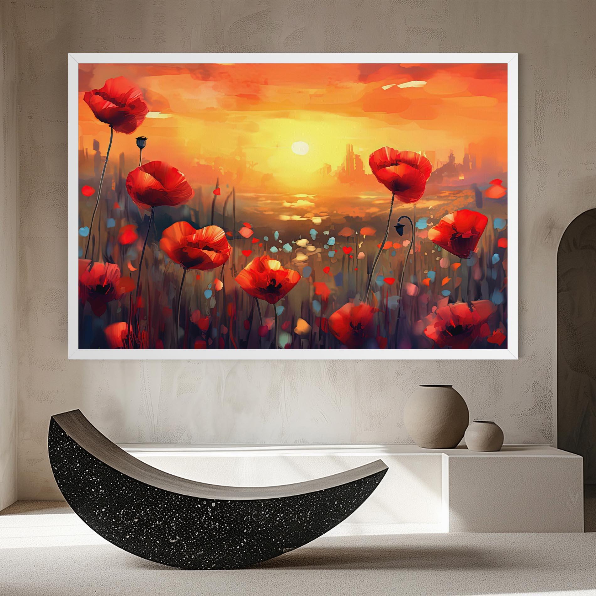 Leinwandbild Sunrise Painting Poppies mockup 8