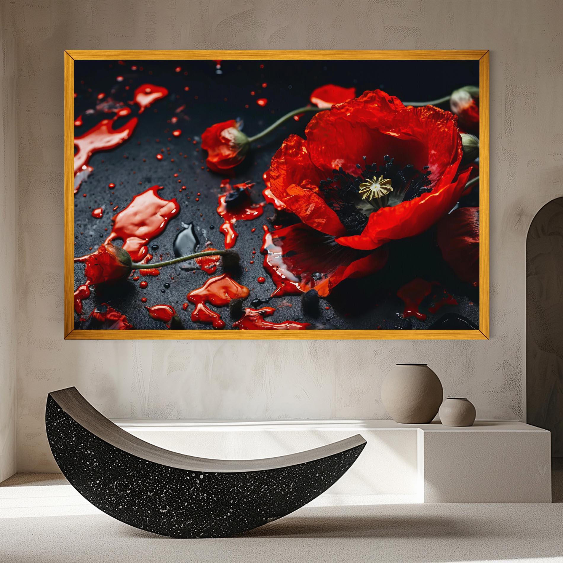 Leinwandbild Beautiful Red Poppy Liquid mockup 8