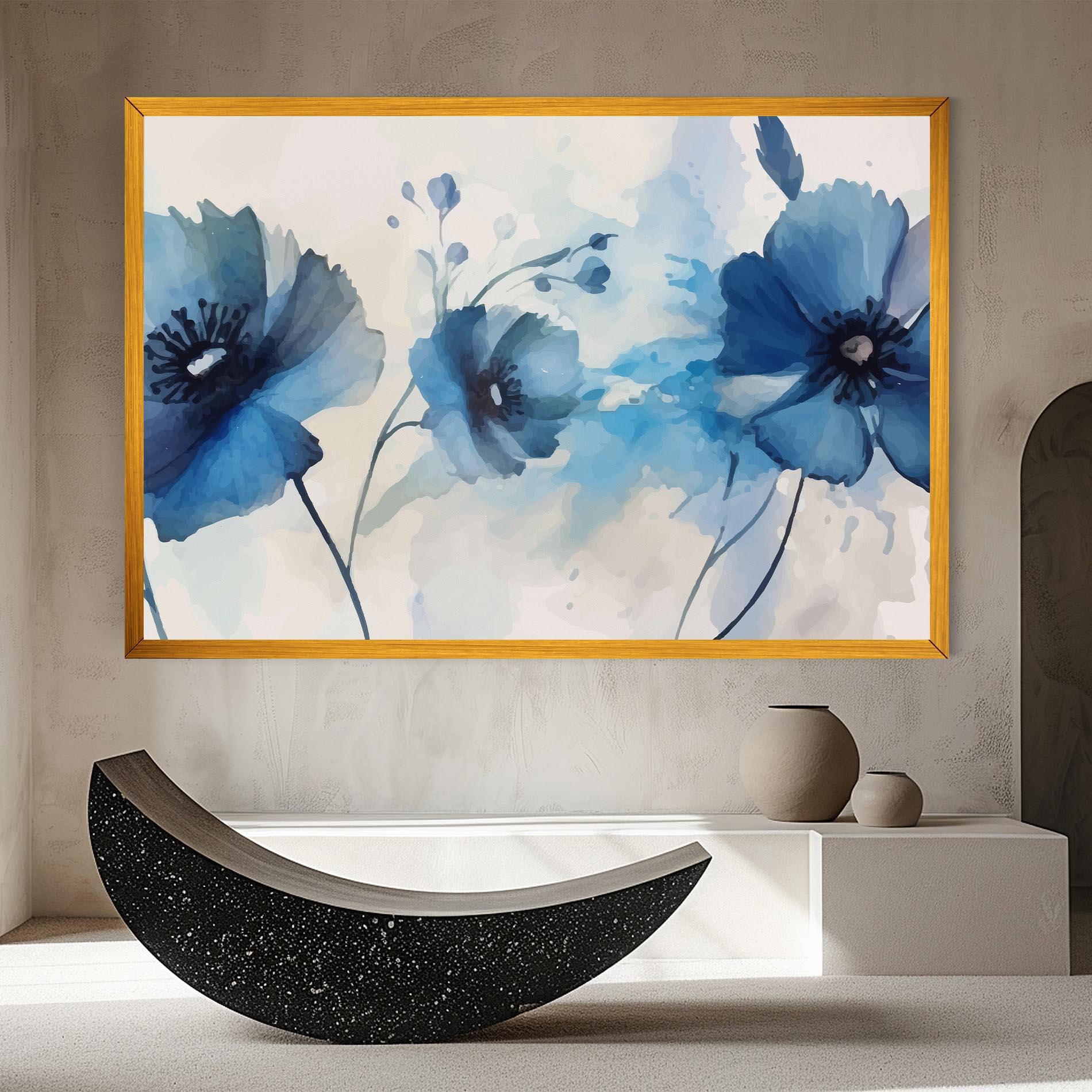 Leinwandbild Blue Poppies mockup 8