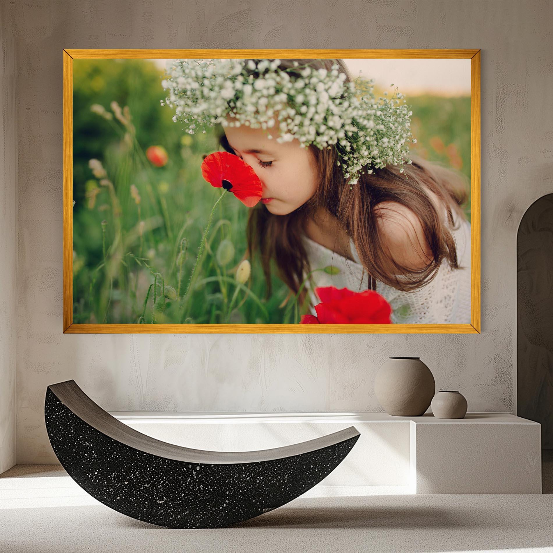 Leinwandbild Girl With Poppies mockup 8