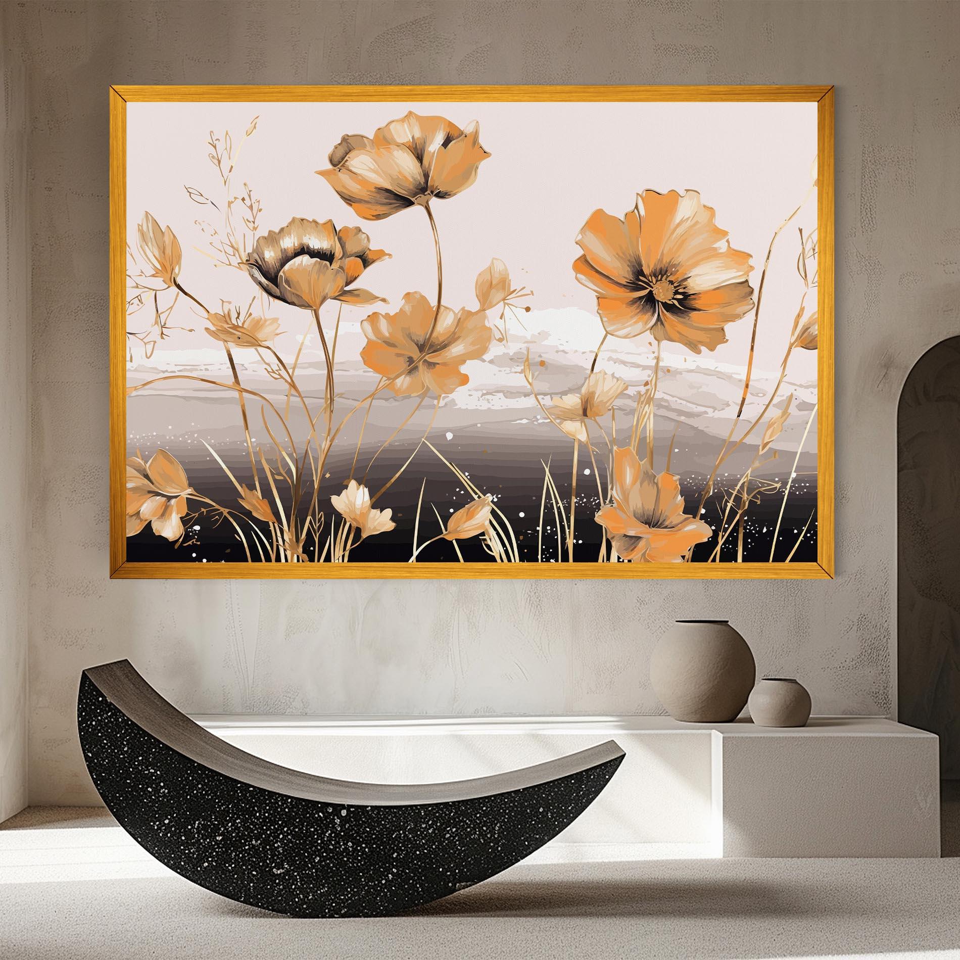 Leinwandbild Gold Black Poppy mockup 8