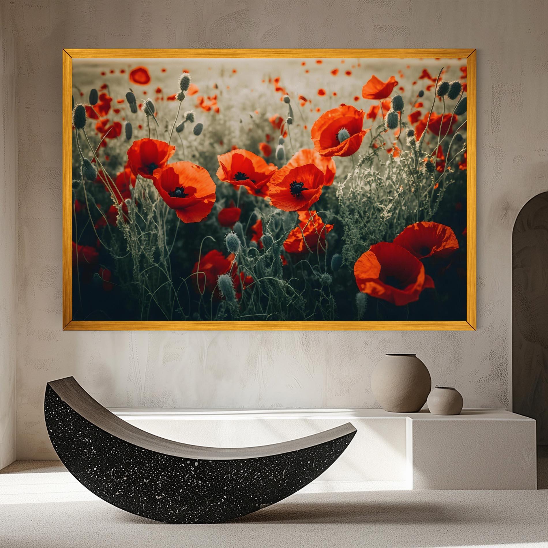 Leinwandbild Poppy Grass Field mockup 8