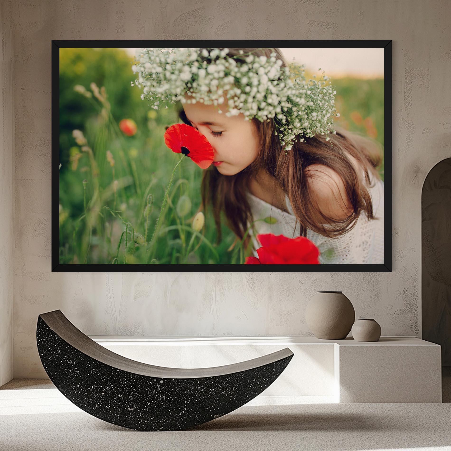 Leinwandbild Girl With Poppies mockup 8