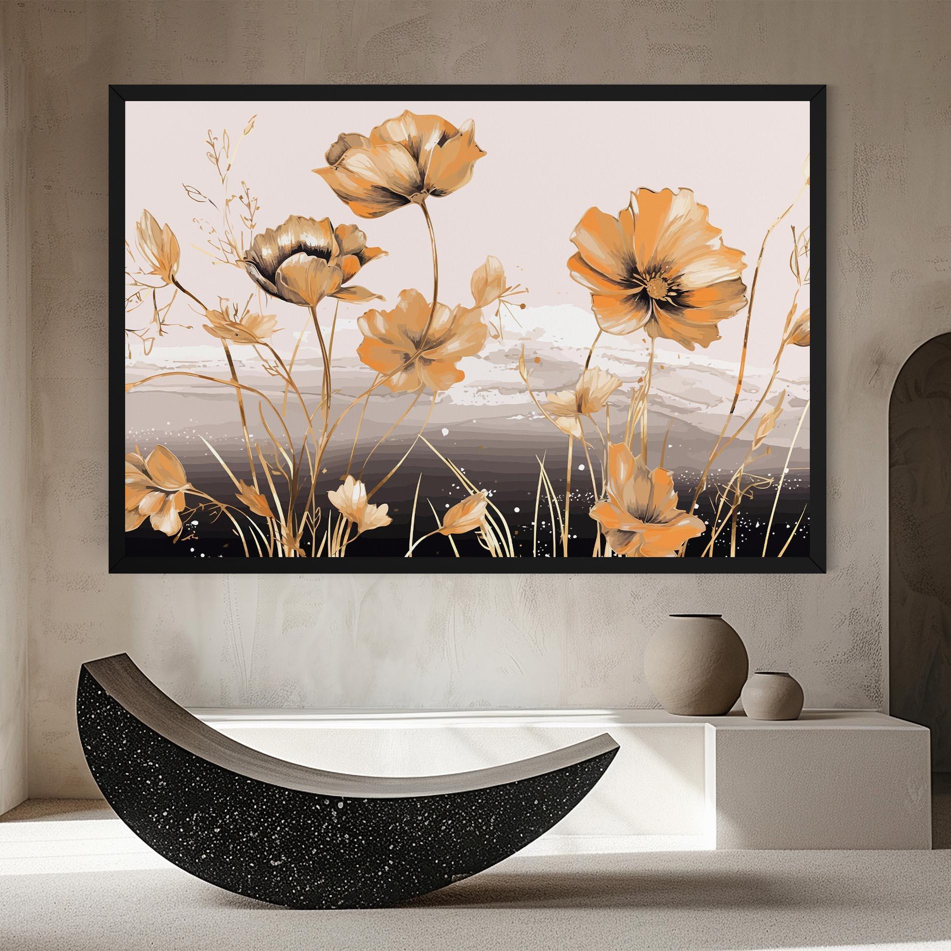 Leinwandbild Gold Black Poppy mockup 8