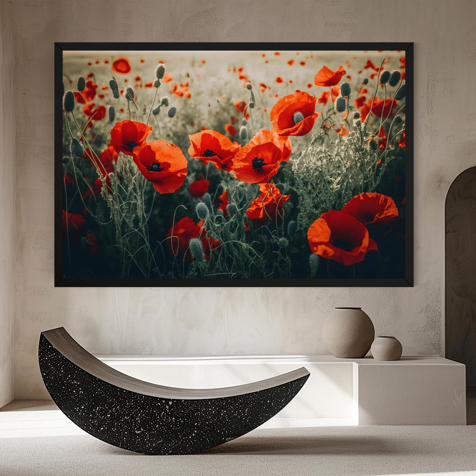 Leinwandbild Poppy Grass Field mockup 8