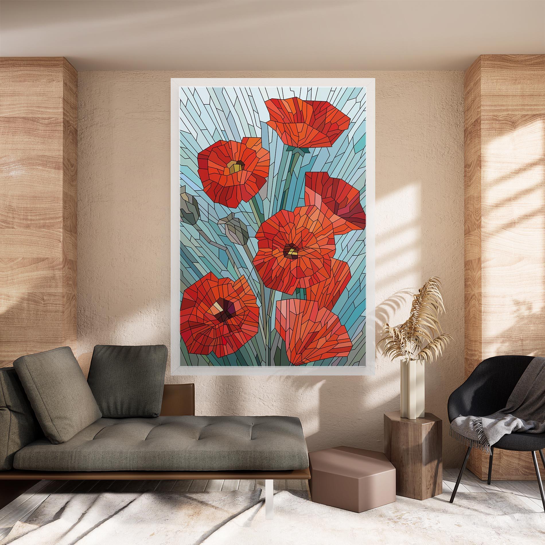 Leinwandbild Blue Glass Poppy mockup 8