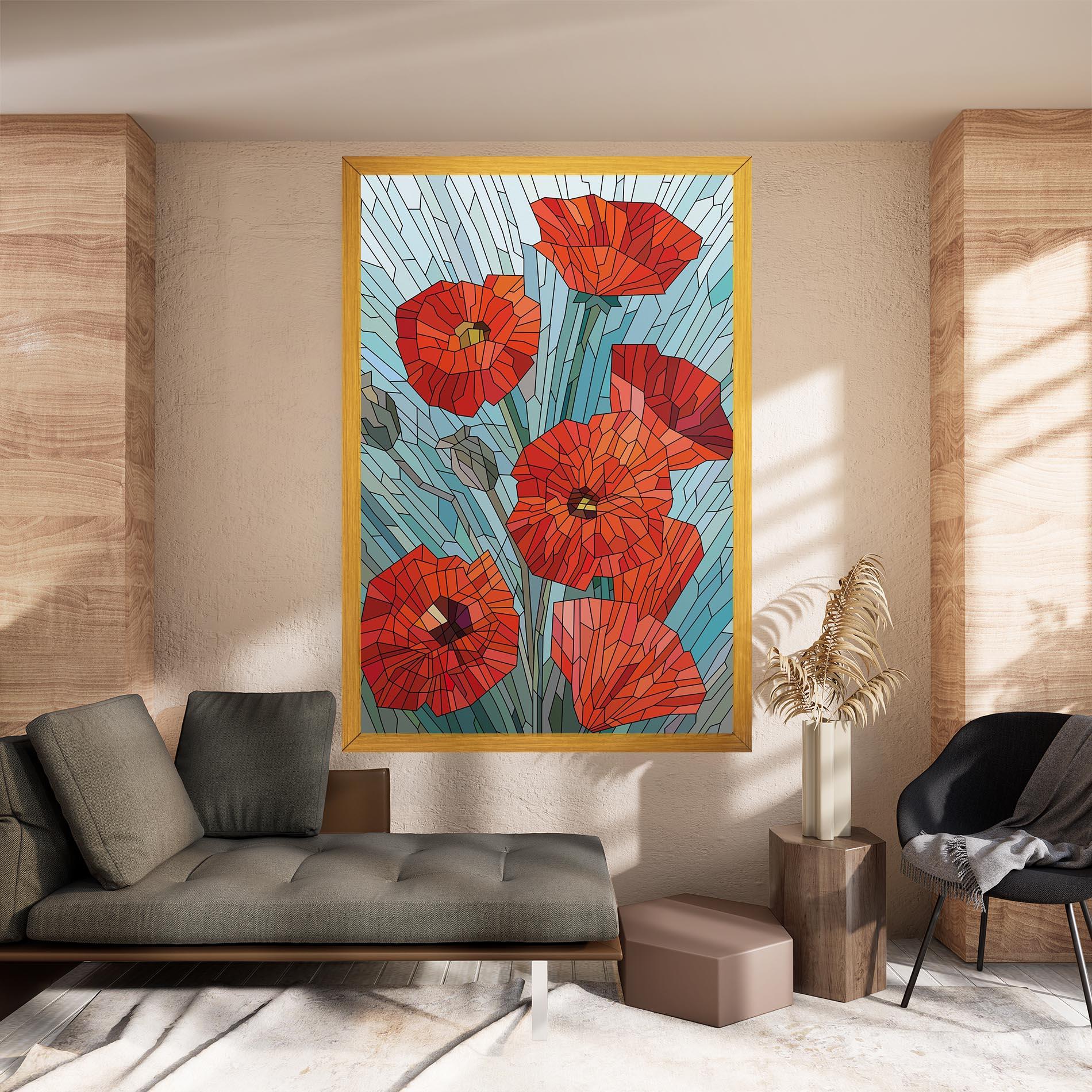 Leinwandbild Blue Glass Poppy mockup 8