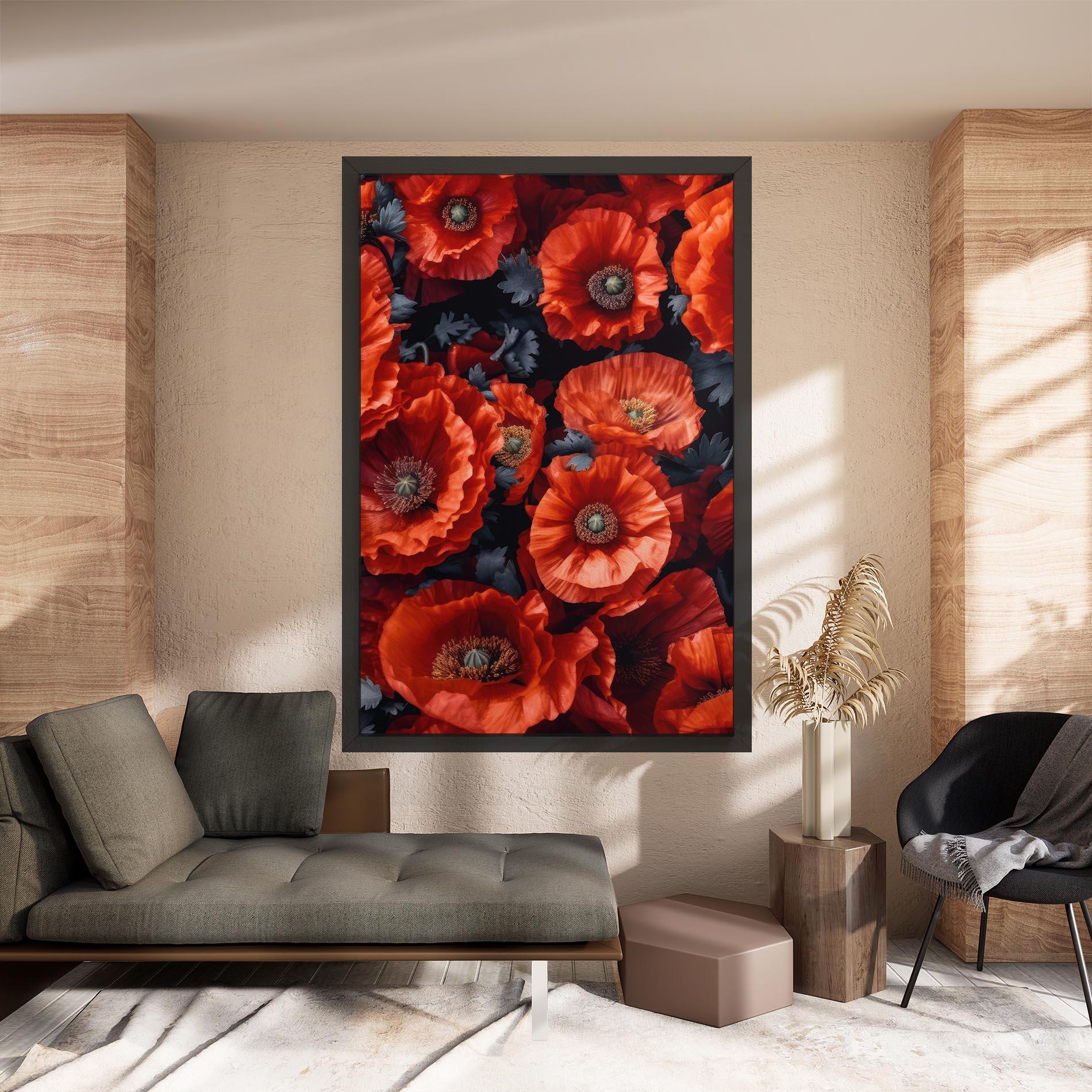 Leinwandbild Black Red Poppies mockup 8