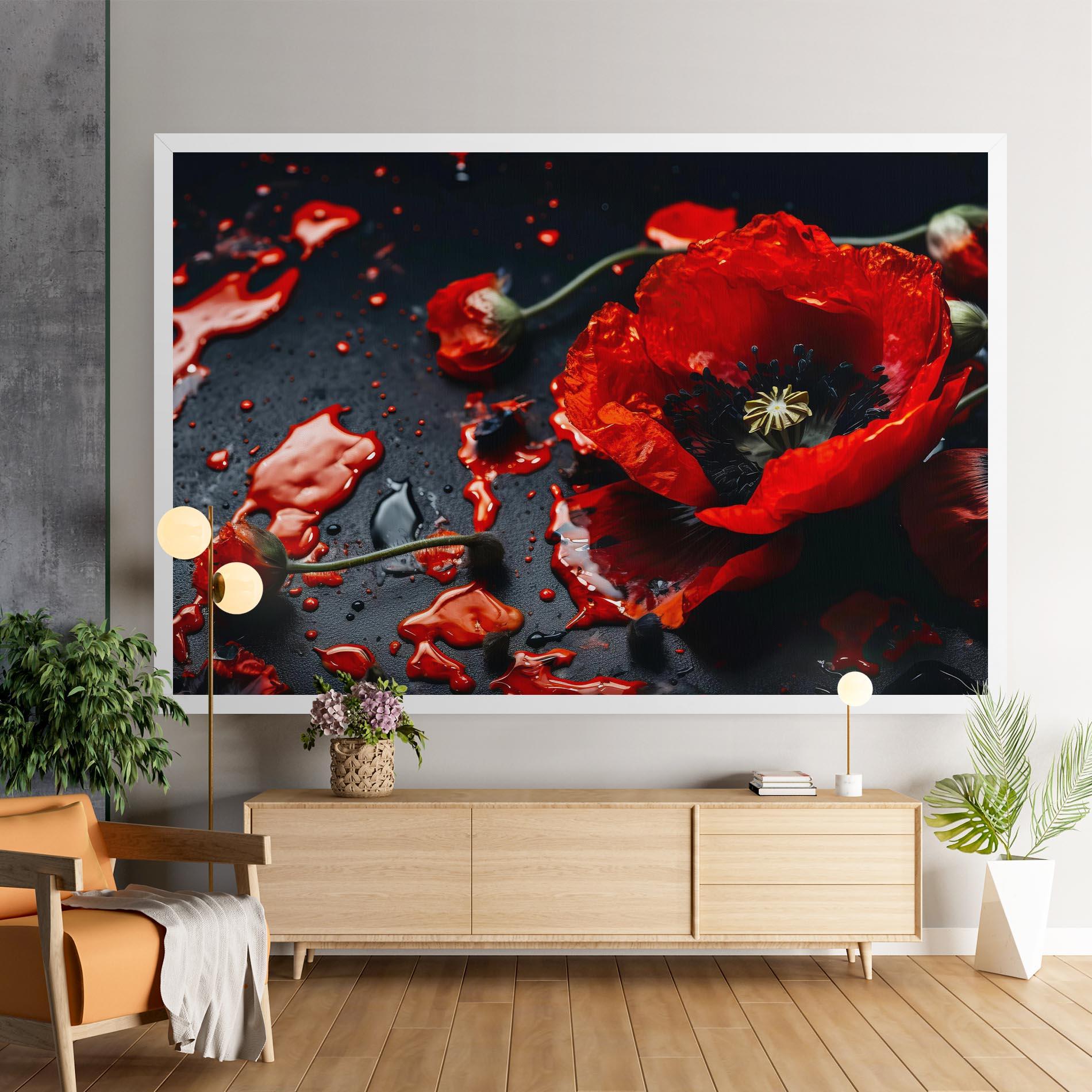 Leinwandbild Beautiful Red Poppy Liquid mockup 9