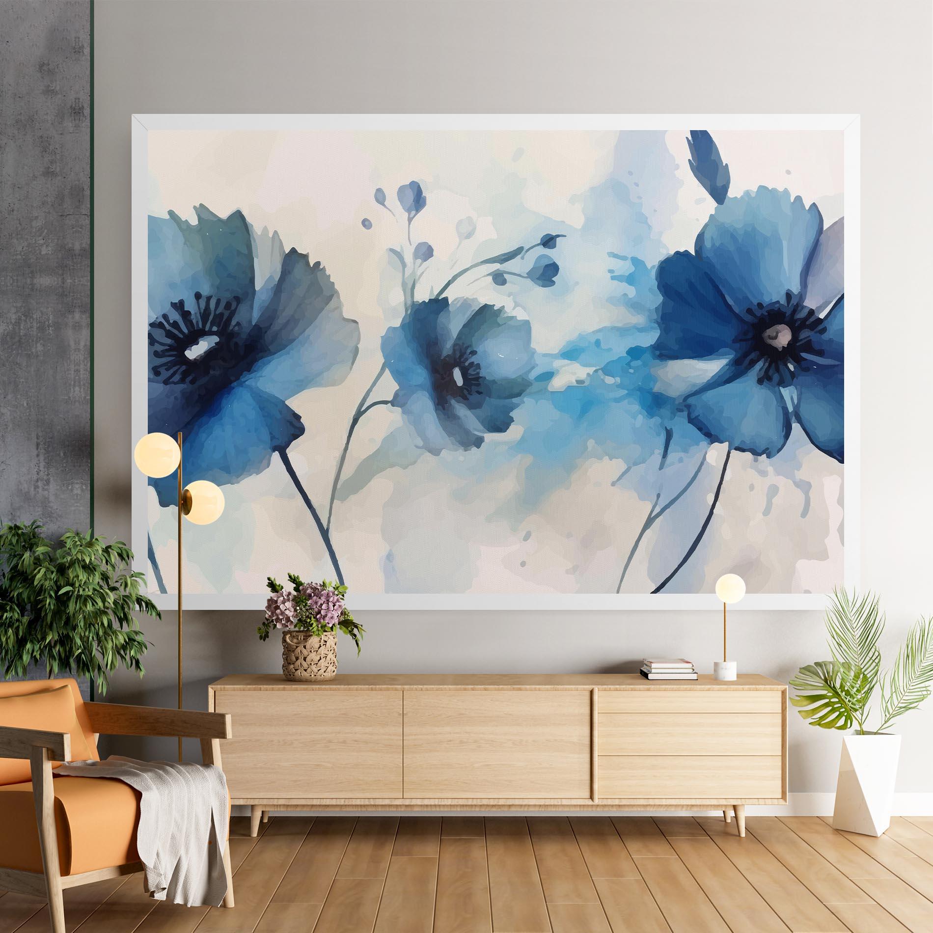 Leinwandbild Blue Poppies mockup 9