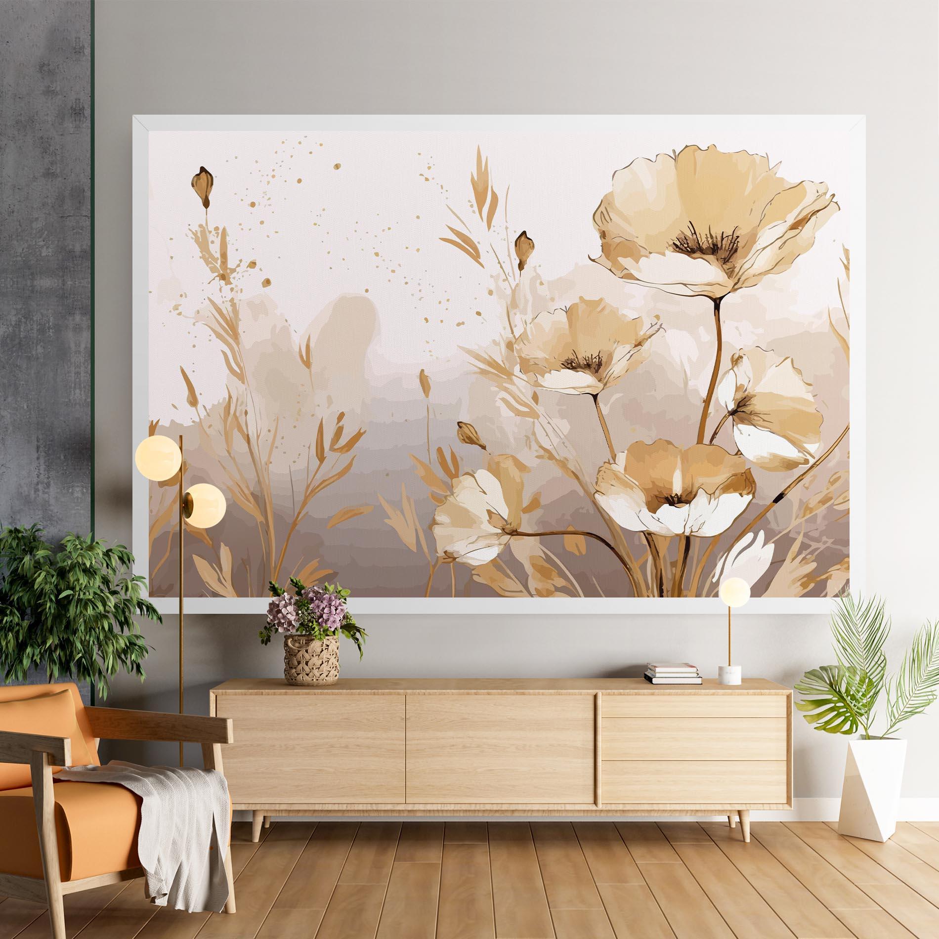 Leinwandbild Gold Cream Poppy mockup 9