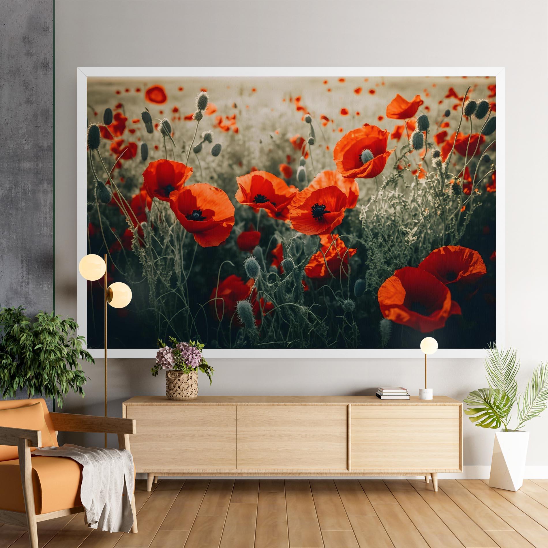 Leinwandbild Poppy Grass Field mockup 9