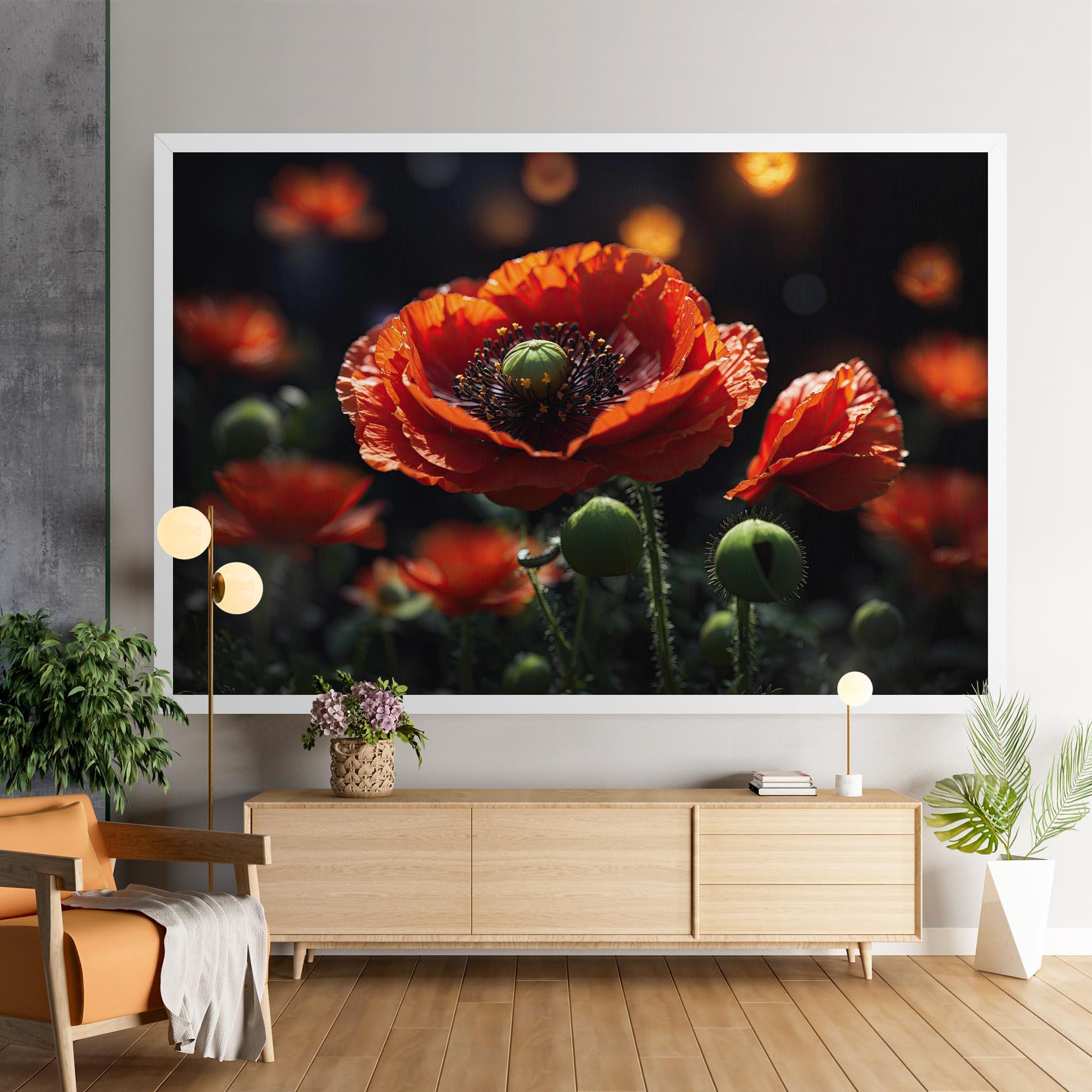Leinwandbild Red Poppy Close Up mockup 9