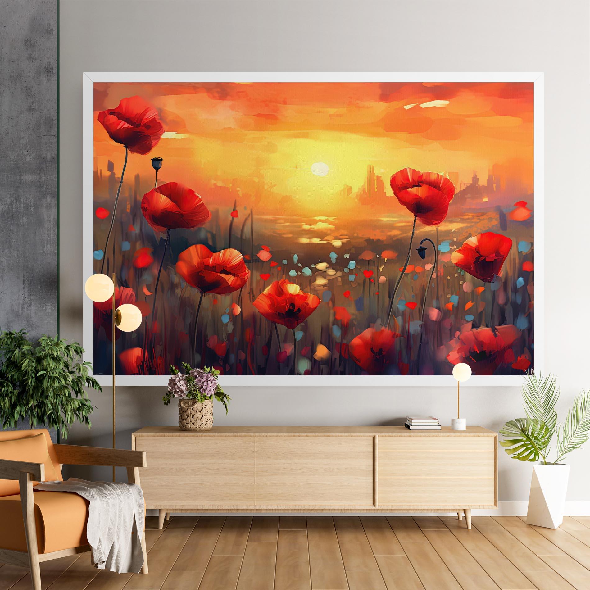 Leinwandbild Sunrise Painting Poppies mockup 9