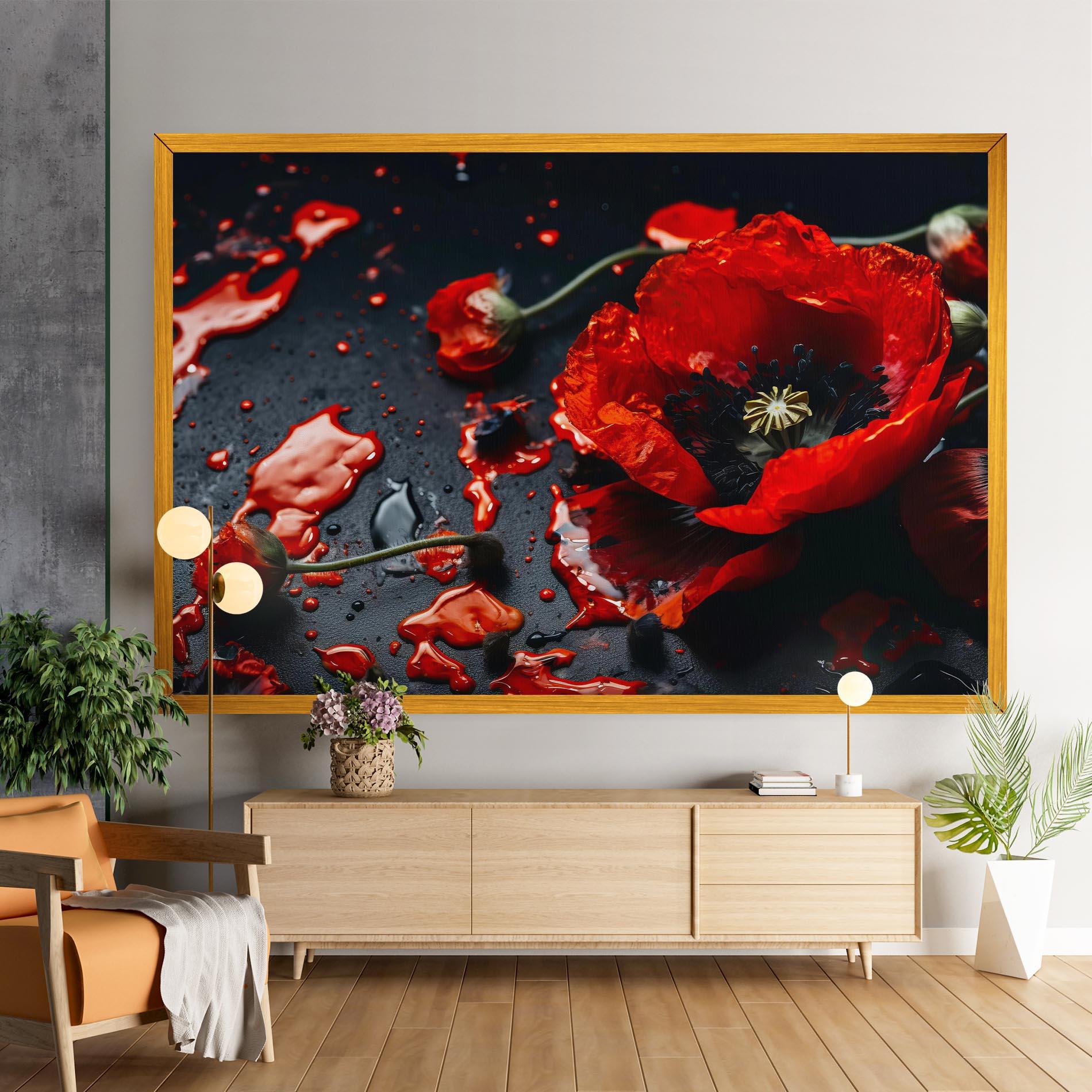 Leinwandbild Beautiful Red Poppy Liquid mockup 9