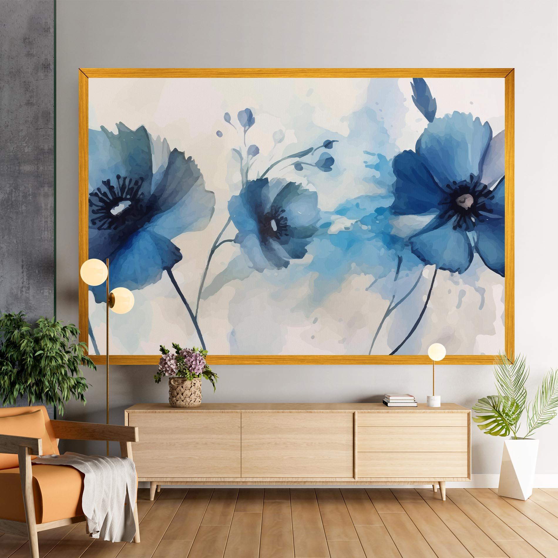 Leinwandbild Blue Poppies mockup 9