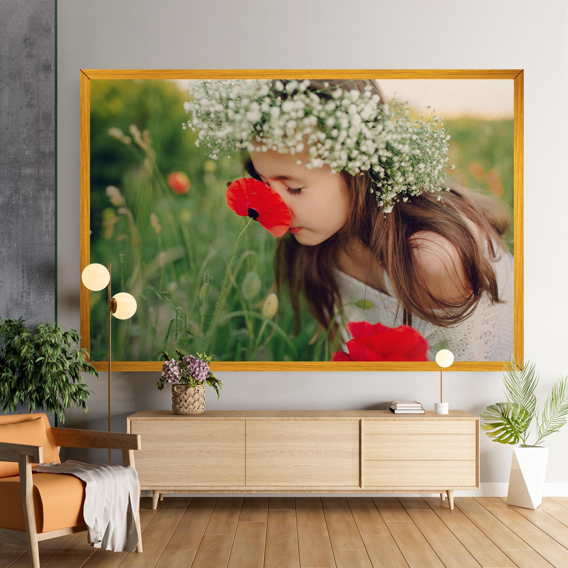 Leinwandbild Girl With Poppies mockup 9