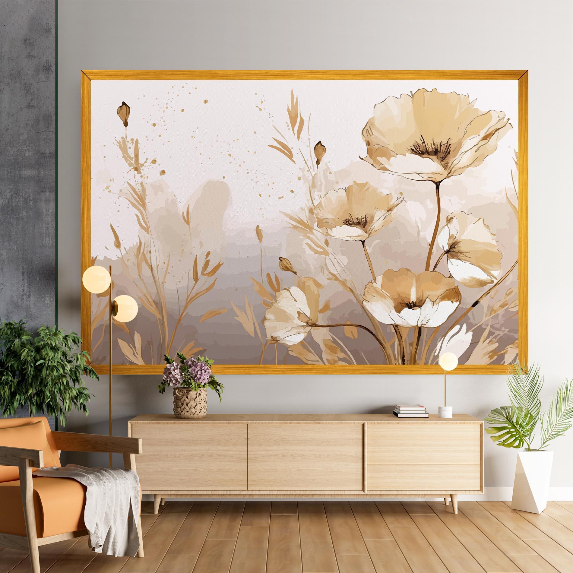 Leinwandbild Gold Cream Poppy mockup 9