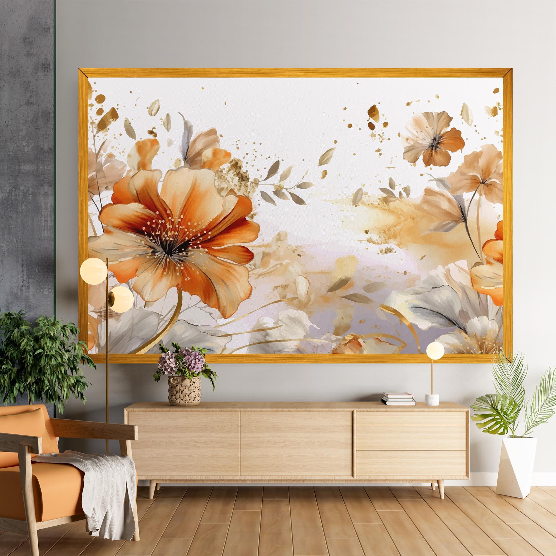 Leinwandbild Gold Orange Poppy mockup 9
