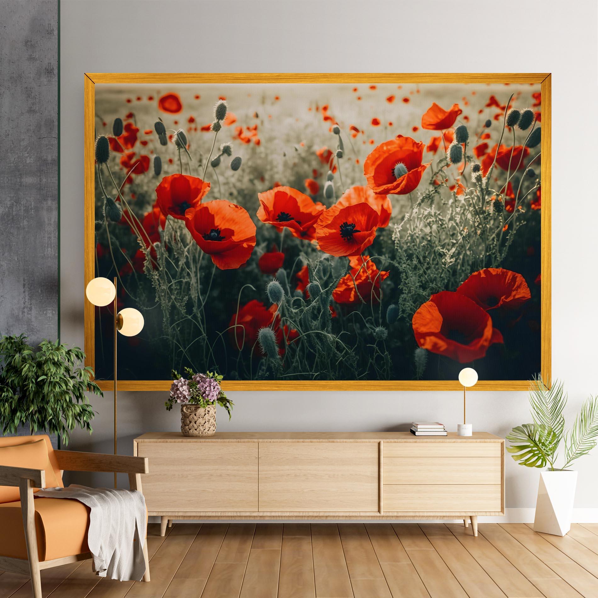 Leinwandbild Poppy Grass Field mockup 9