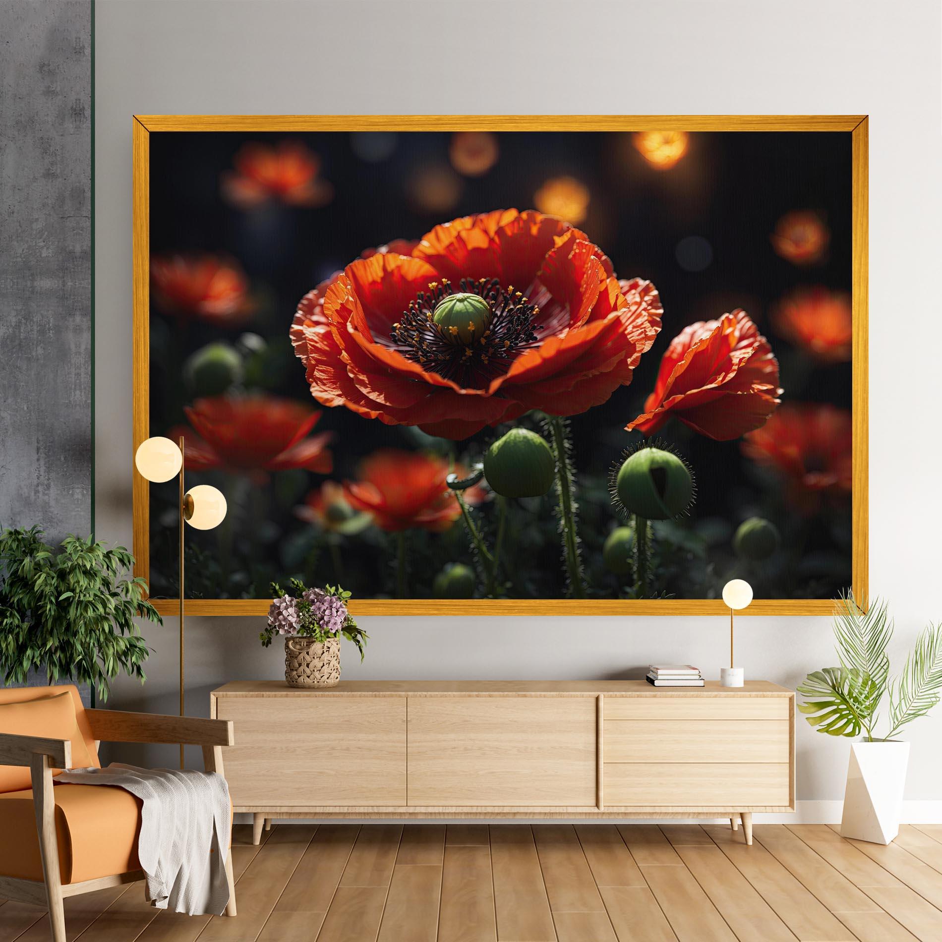 Leinwandbild Red Poppy Close Up mockup 9