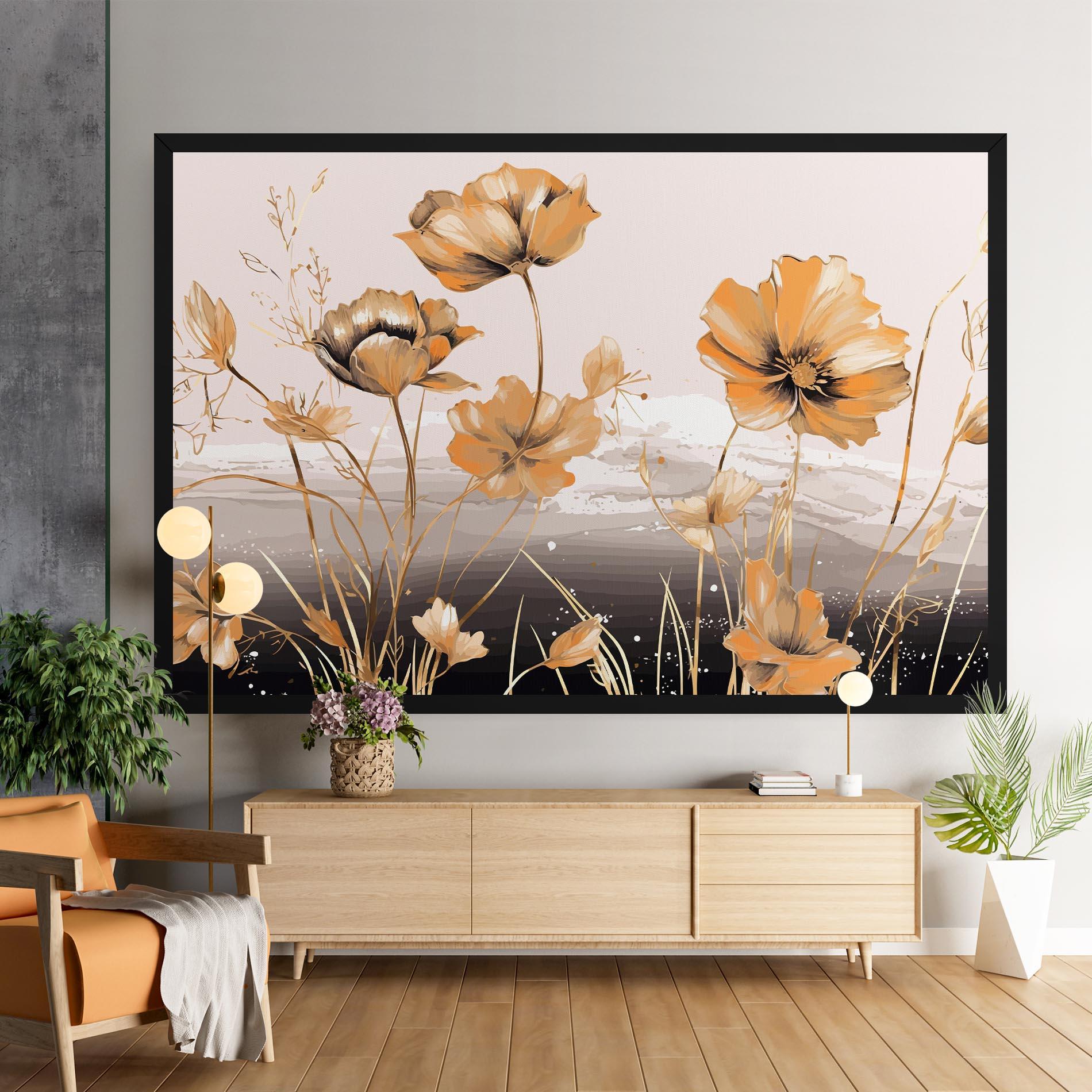 Leinwandbild Gold Black Poppy mockup 9