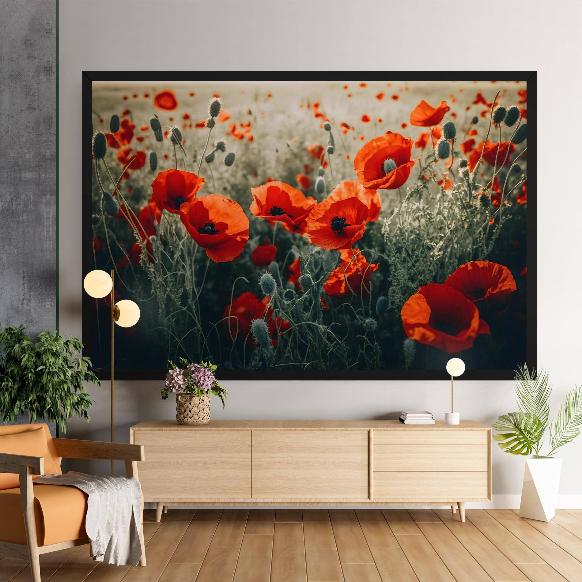 Leinwandbild Poppy Grass Field mockup 9