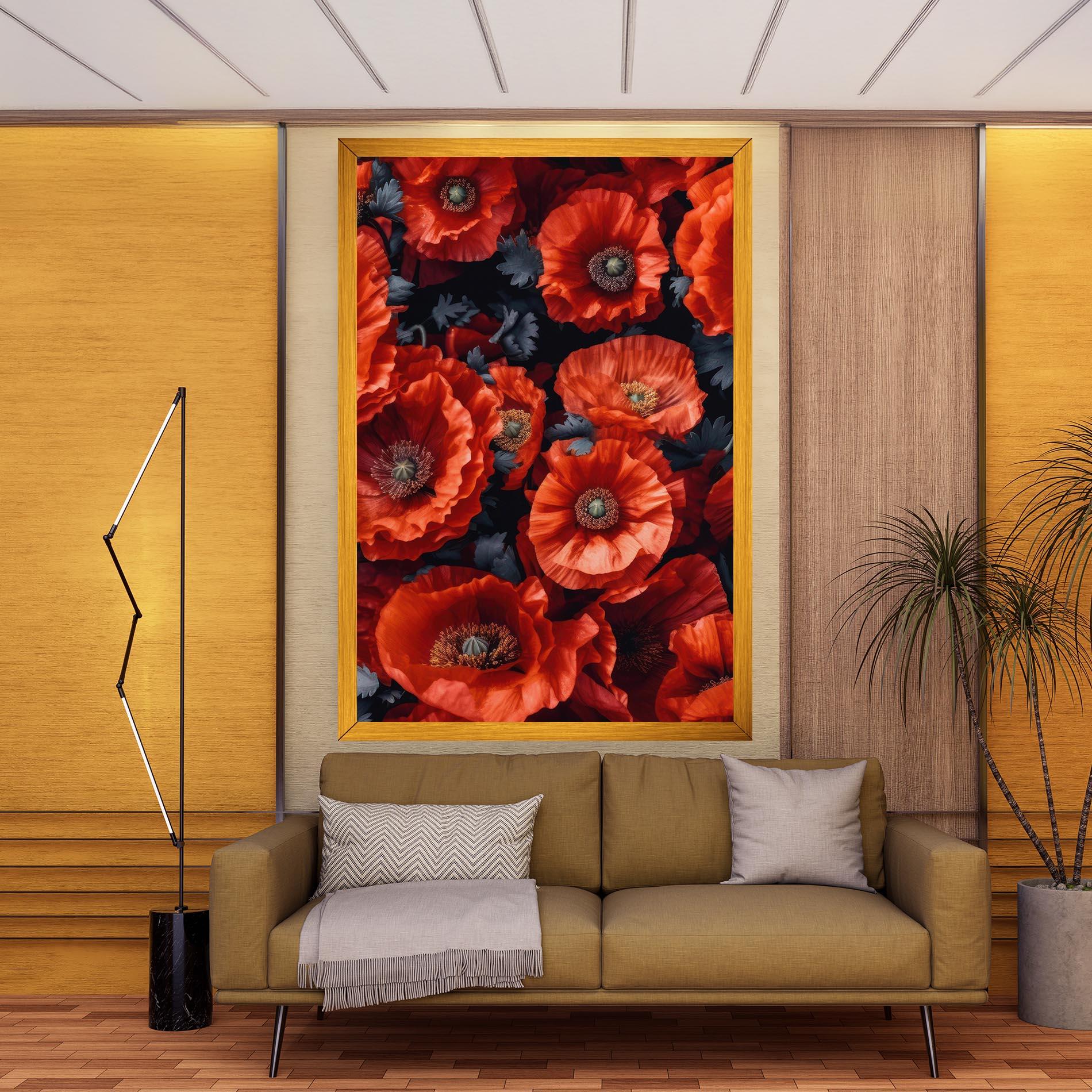 Leinwandbild Black Red Poppies mockup 9