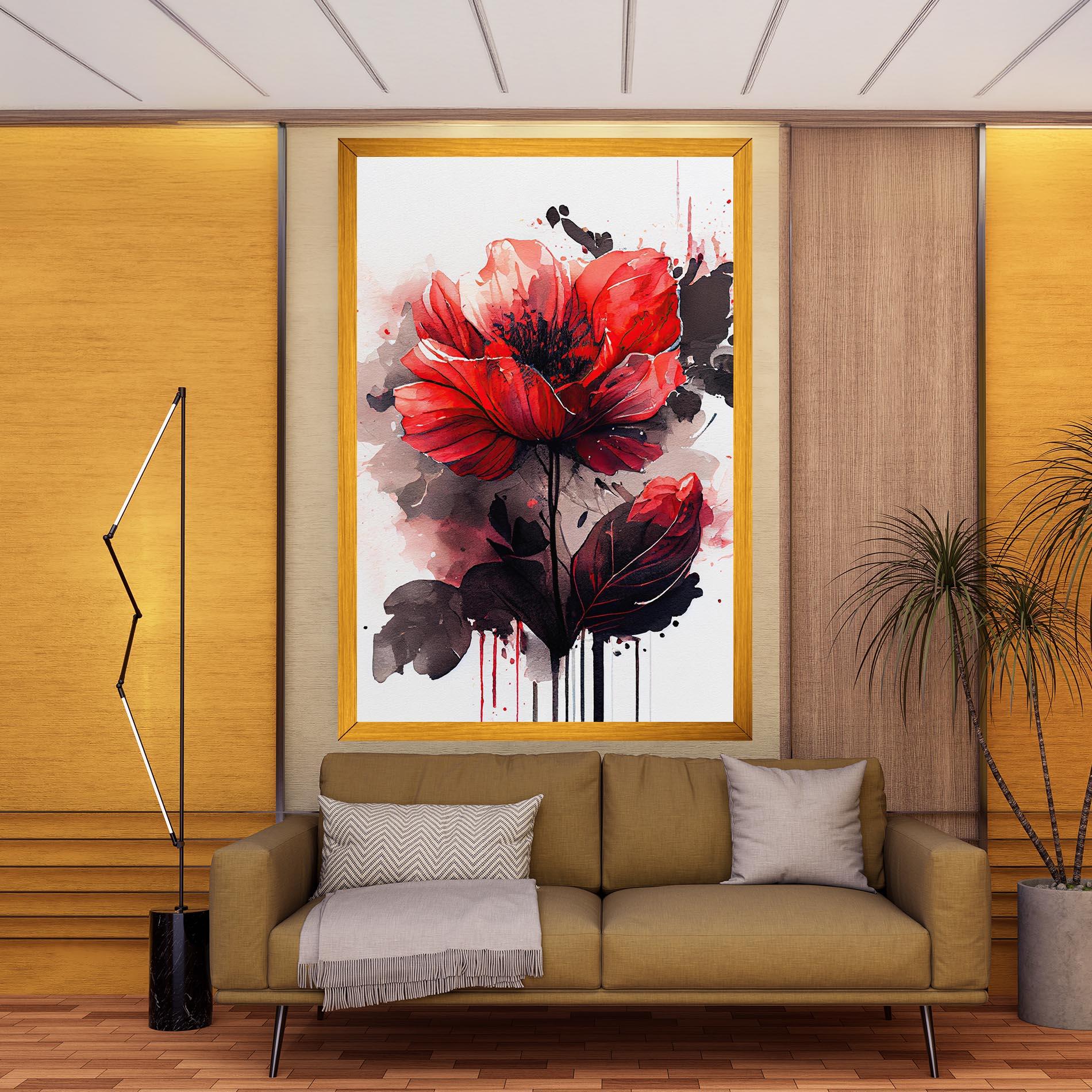 Leinwandbild Watercolor Poppy mockup 9