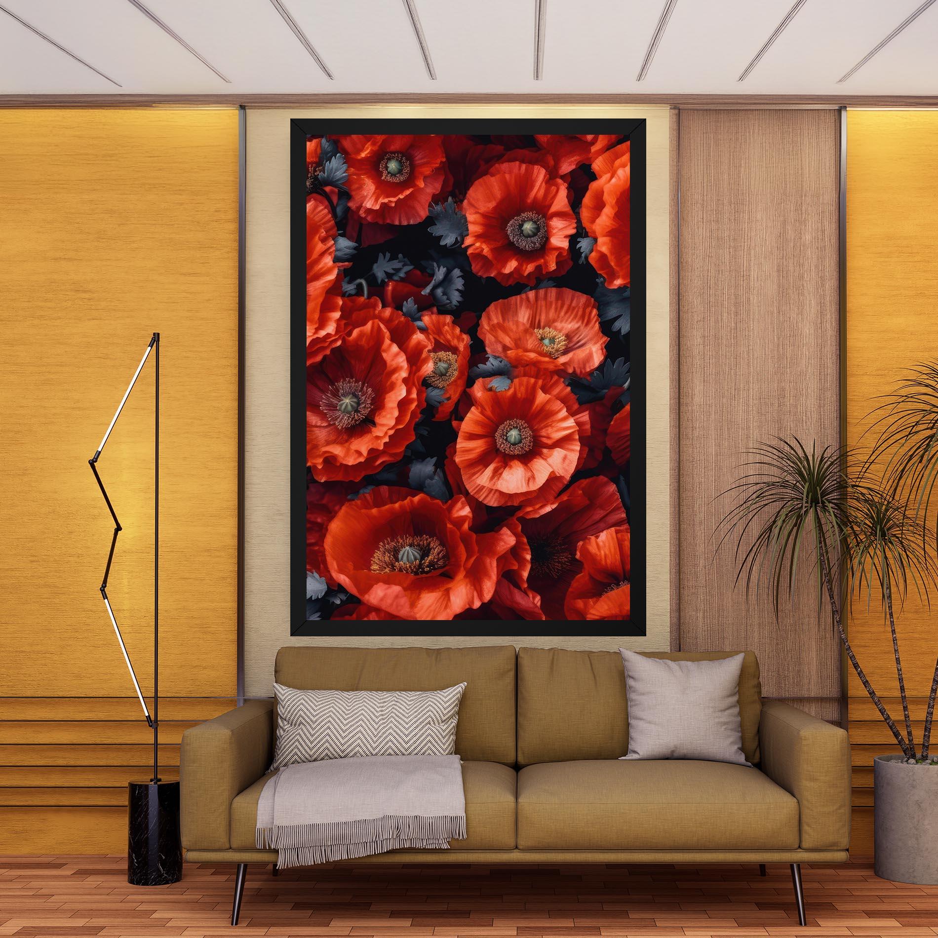 Leinwandbild Black Red Poppies mockup 9