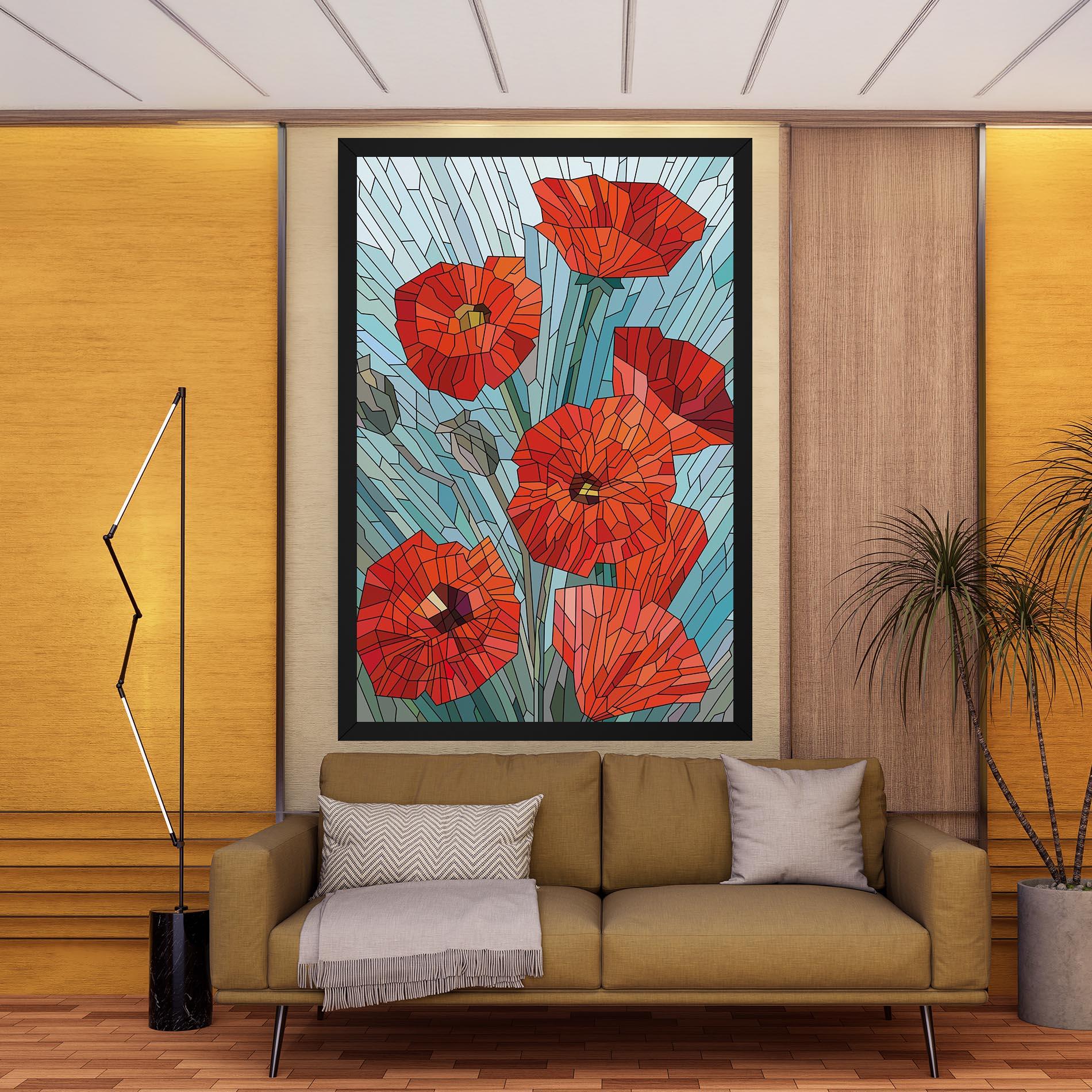 Leinwandbild Blue Glass Poppy mockup 9