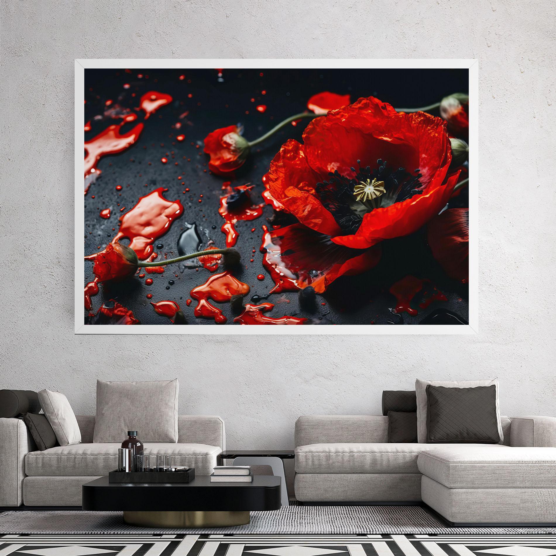 Leinwandbild Beautiful Red Poppy Liquid mockup 2