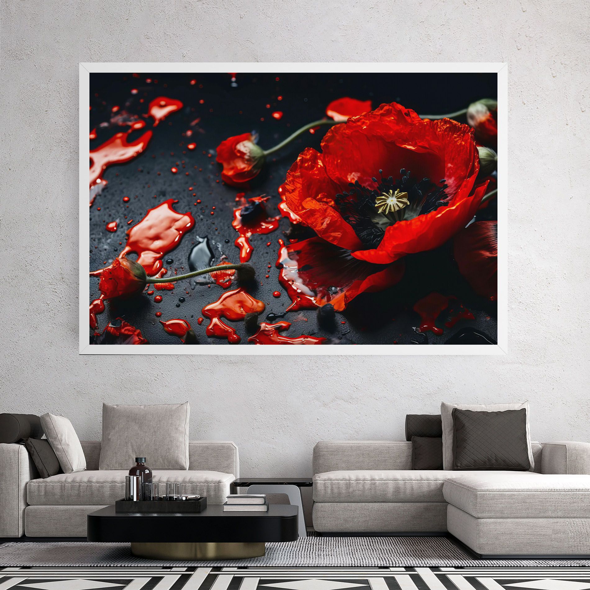 Beautiful Red Poppy Liquid mockup 2