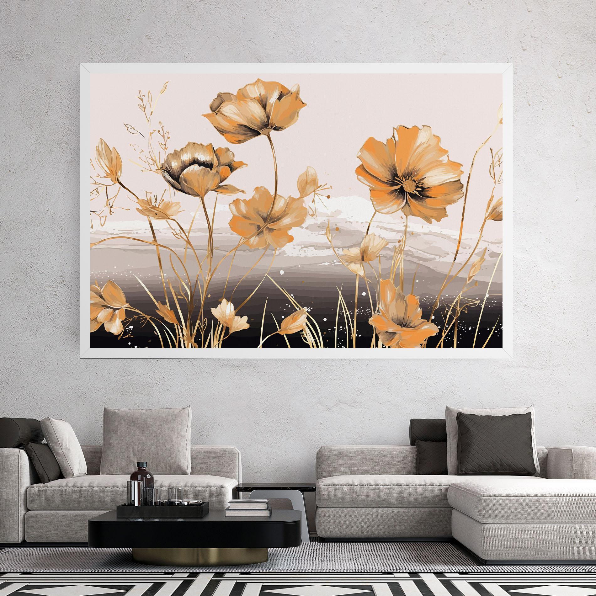 Leinwandbild Gold Black Poppy mockup 2