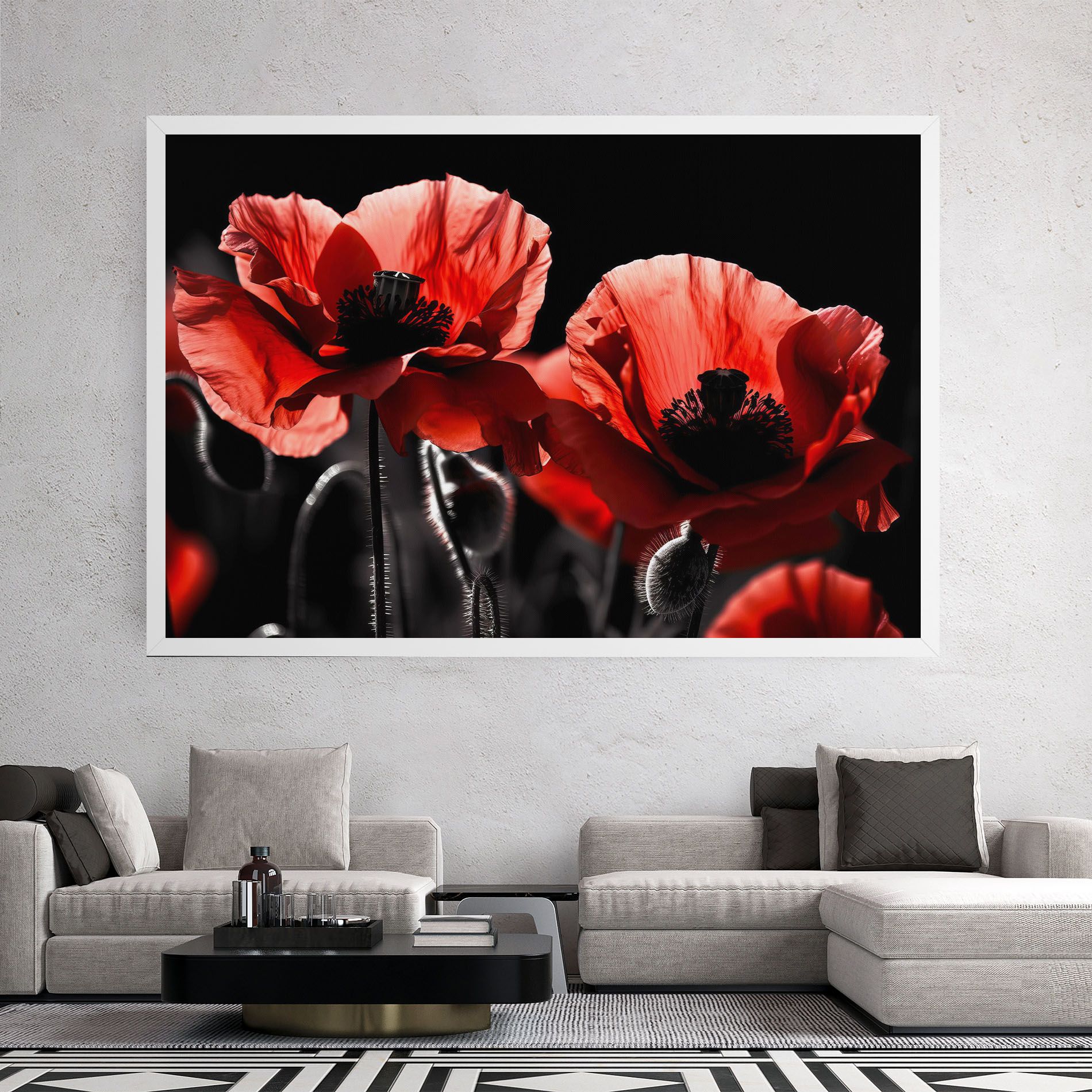 Light Red Poppy On Black mockup 2
