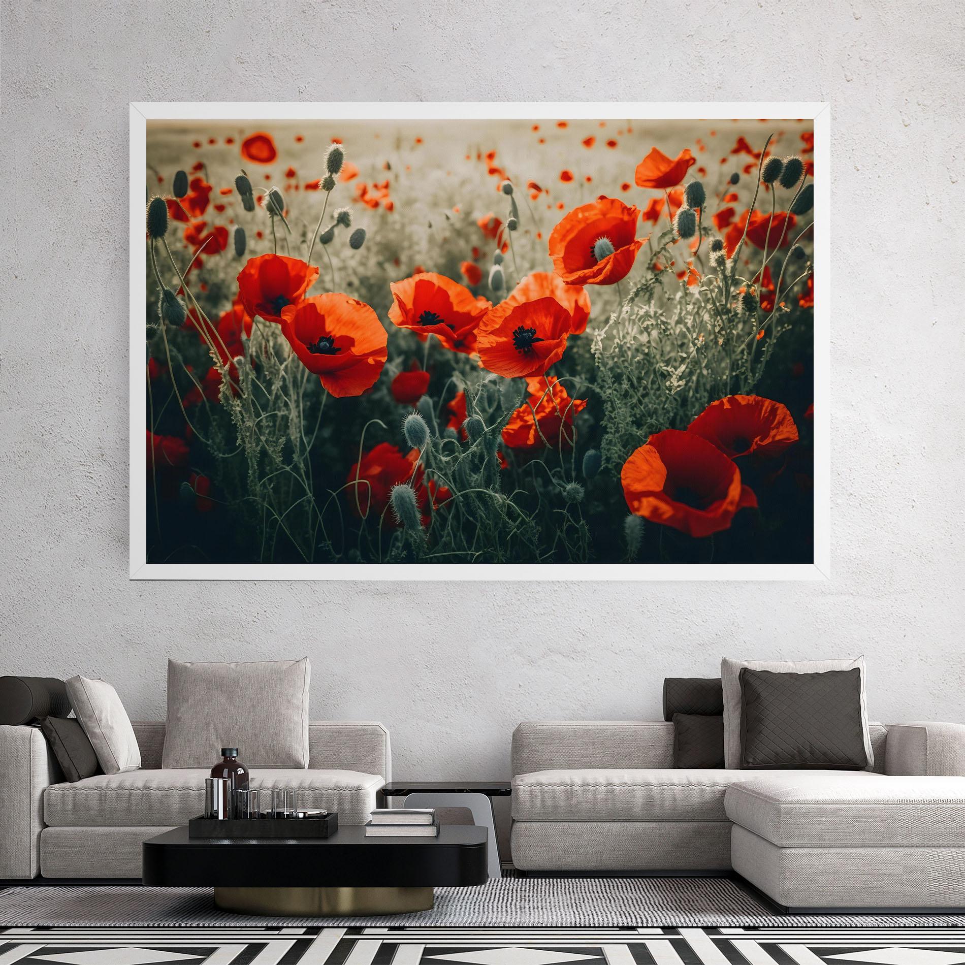 Leinwandbild Poppy Grass Field mockup 2