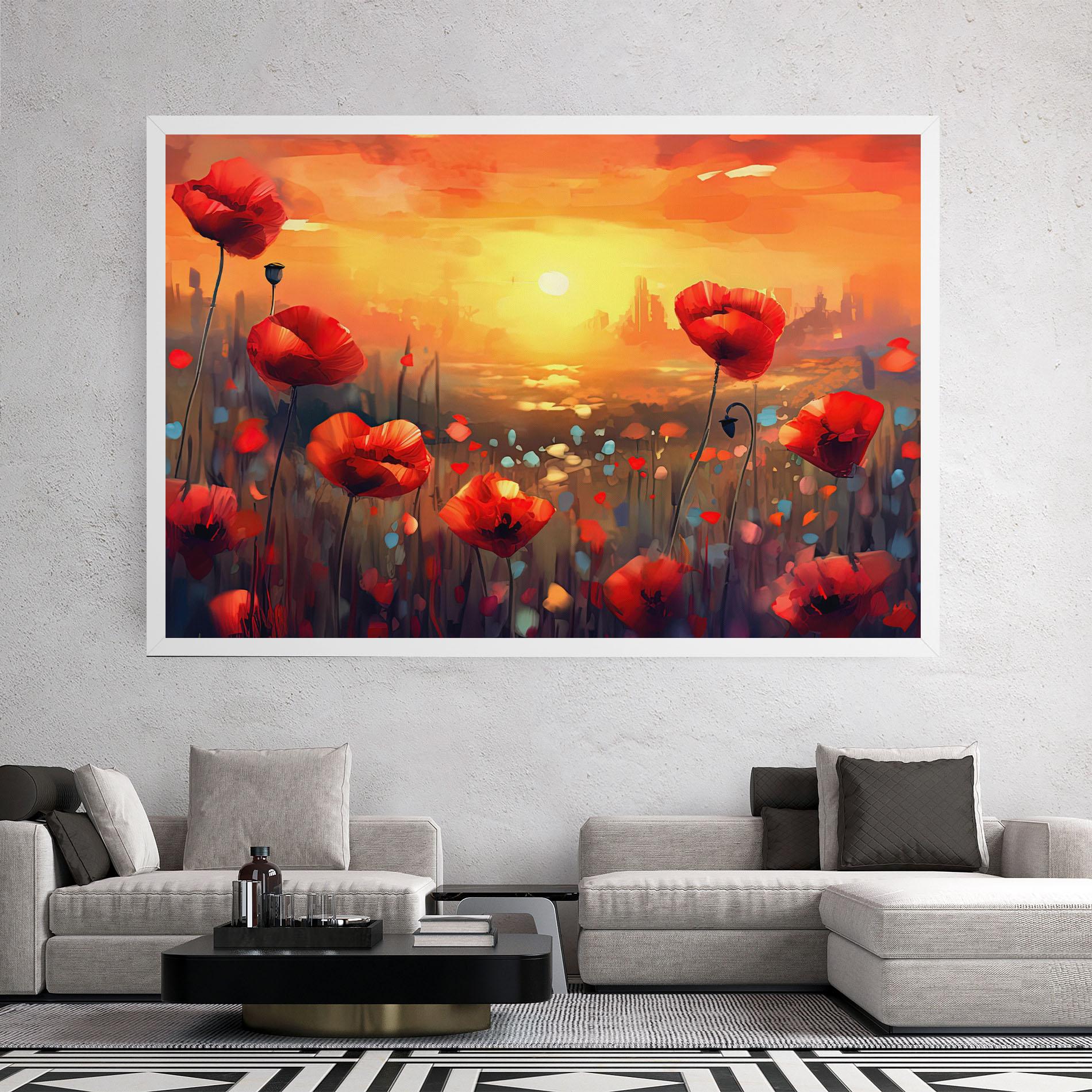 Leinwandbild Sunrise Painting Poppies mockup 2