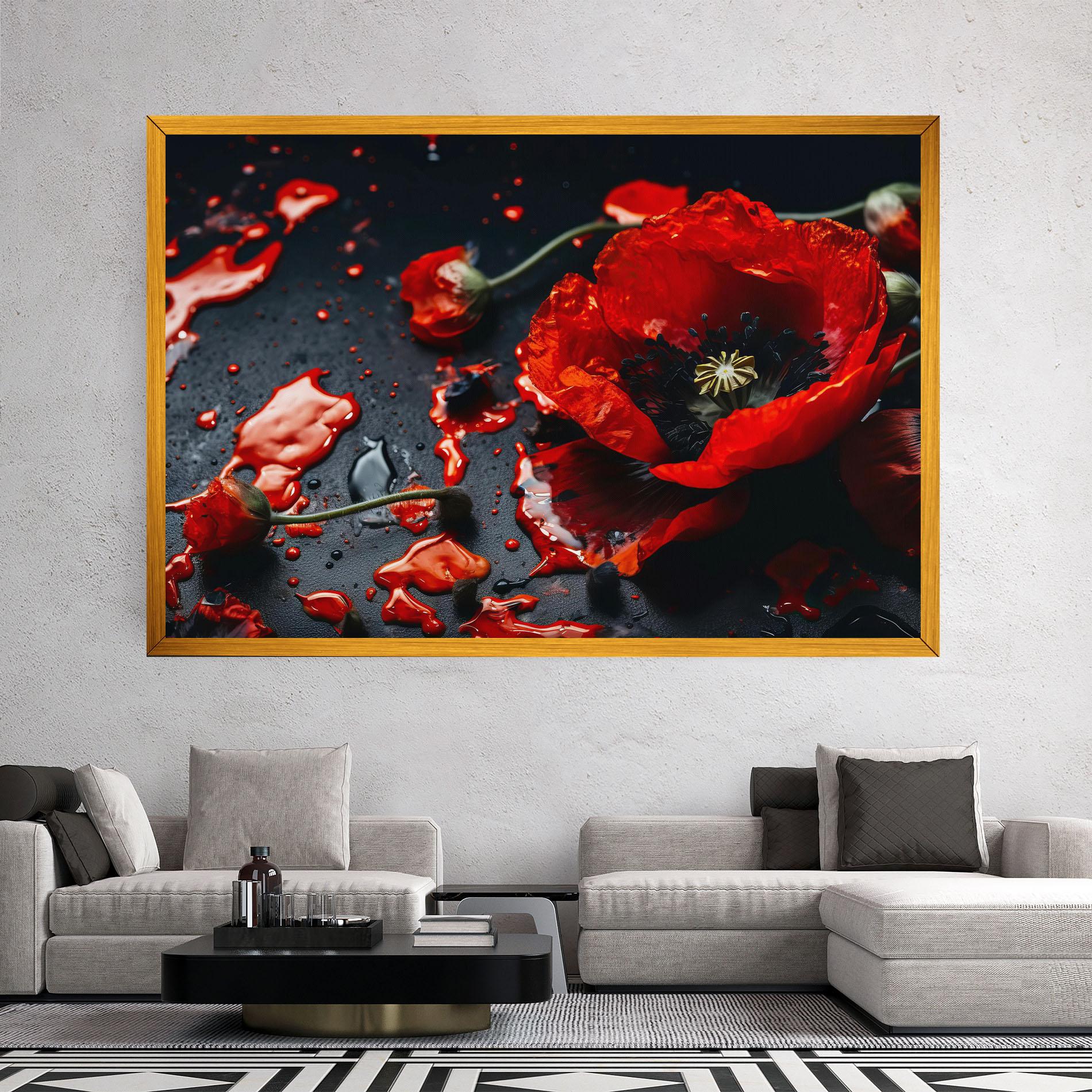 Leinwandbild Beautiful Red Poppy Liquid mockup 2